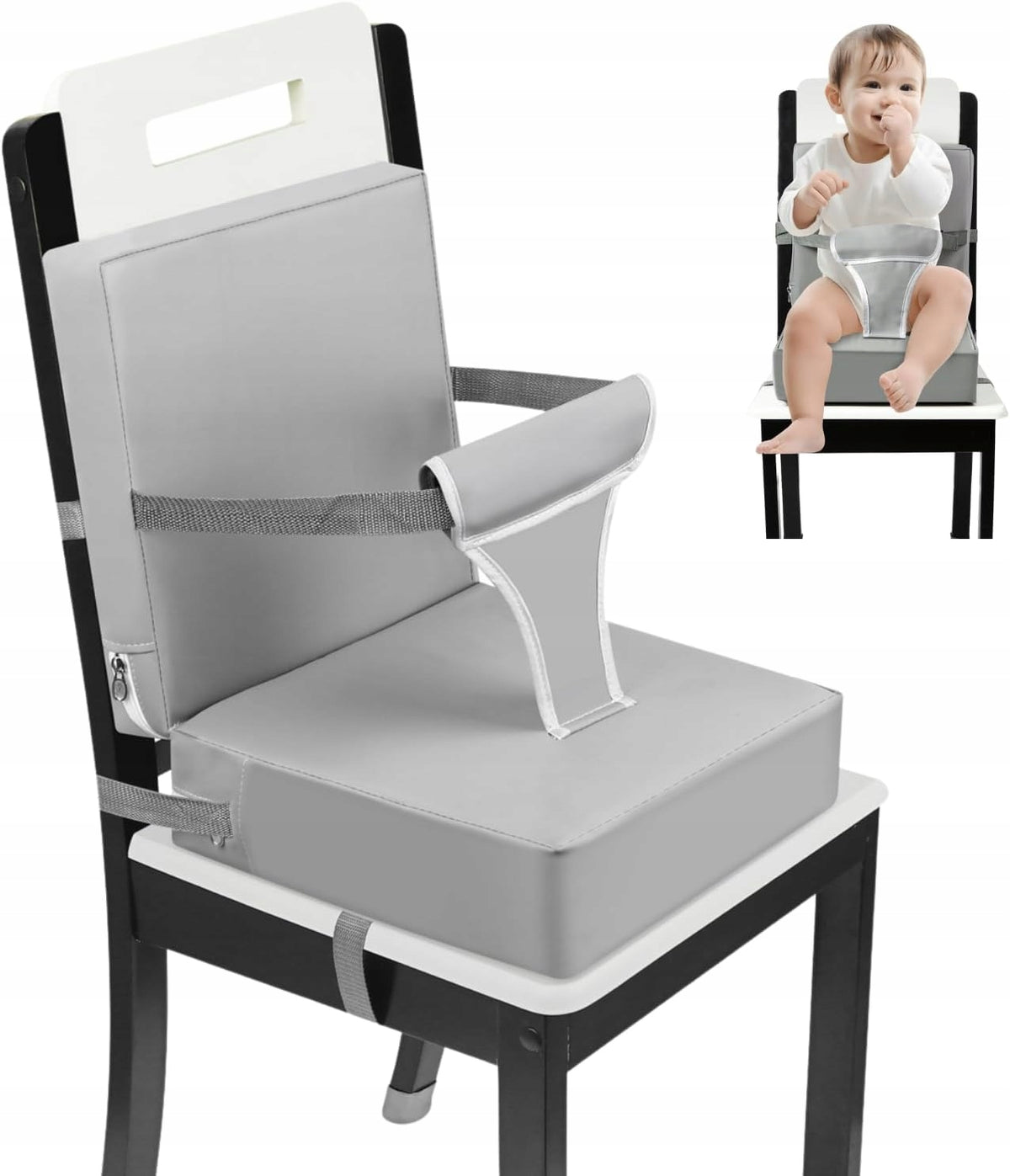 ELEVATING SEAT FOR CHILDREN CUSHION CHAIR BACK WITH BELT GREY