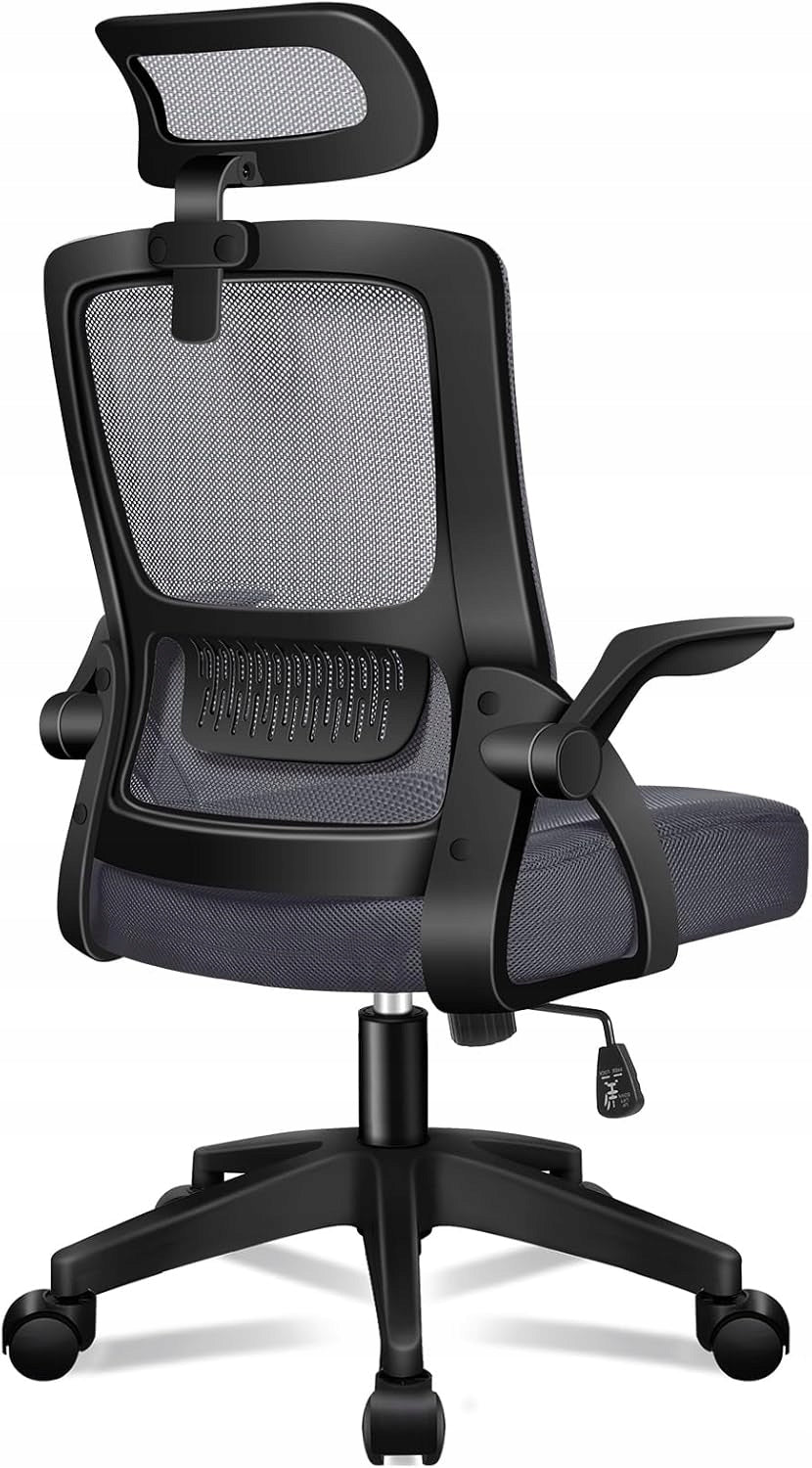 ELFORDSON Mesh Office Chair with Lumbar Headrest Armrests
