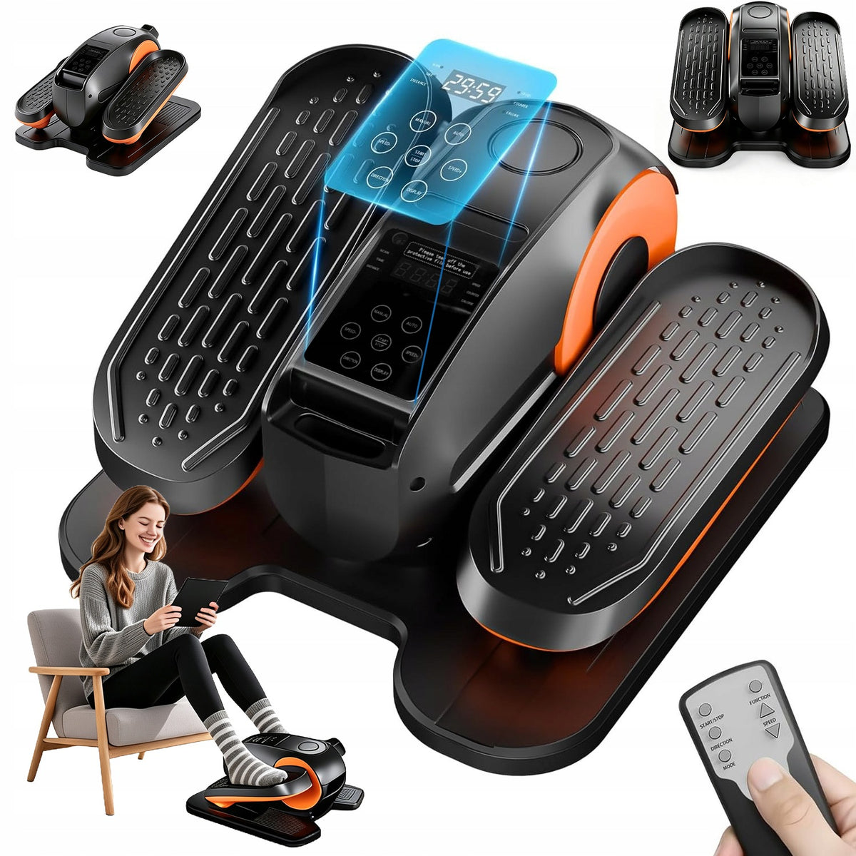 ELLIPTICAL DESK TRAINER WITH 12 RESISTANCE LEVELS AND TWO-WAY MOVEMENT