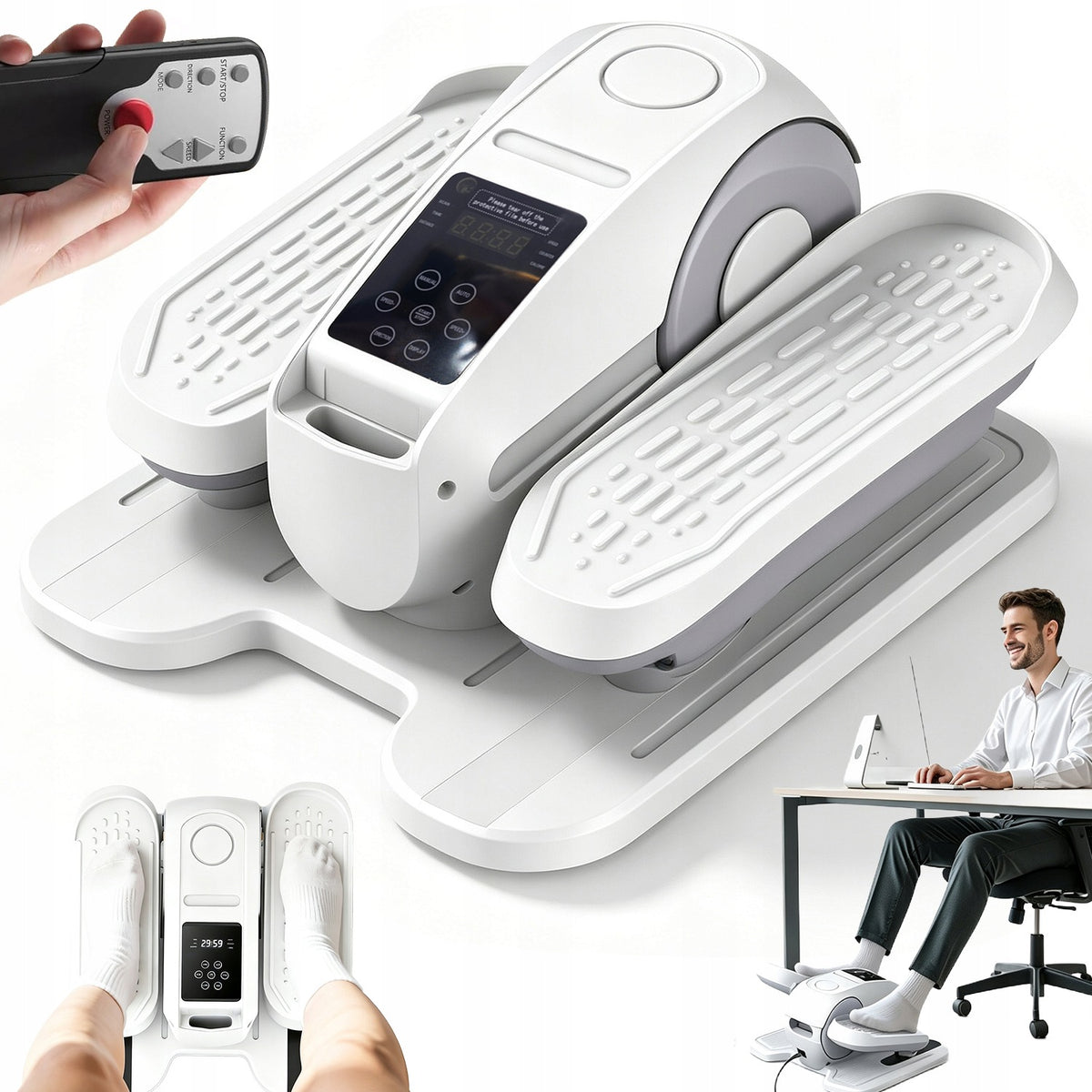 ELLIPTICAL MACHINE UNDER DESK MINI ELLIPTICAL CROSS TRAINER 12 GEARS REMOTE CONTROL LCD QUIET