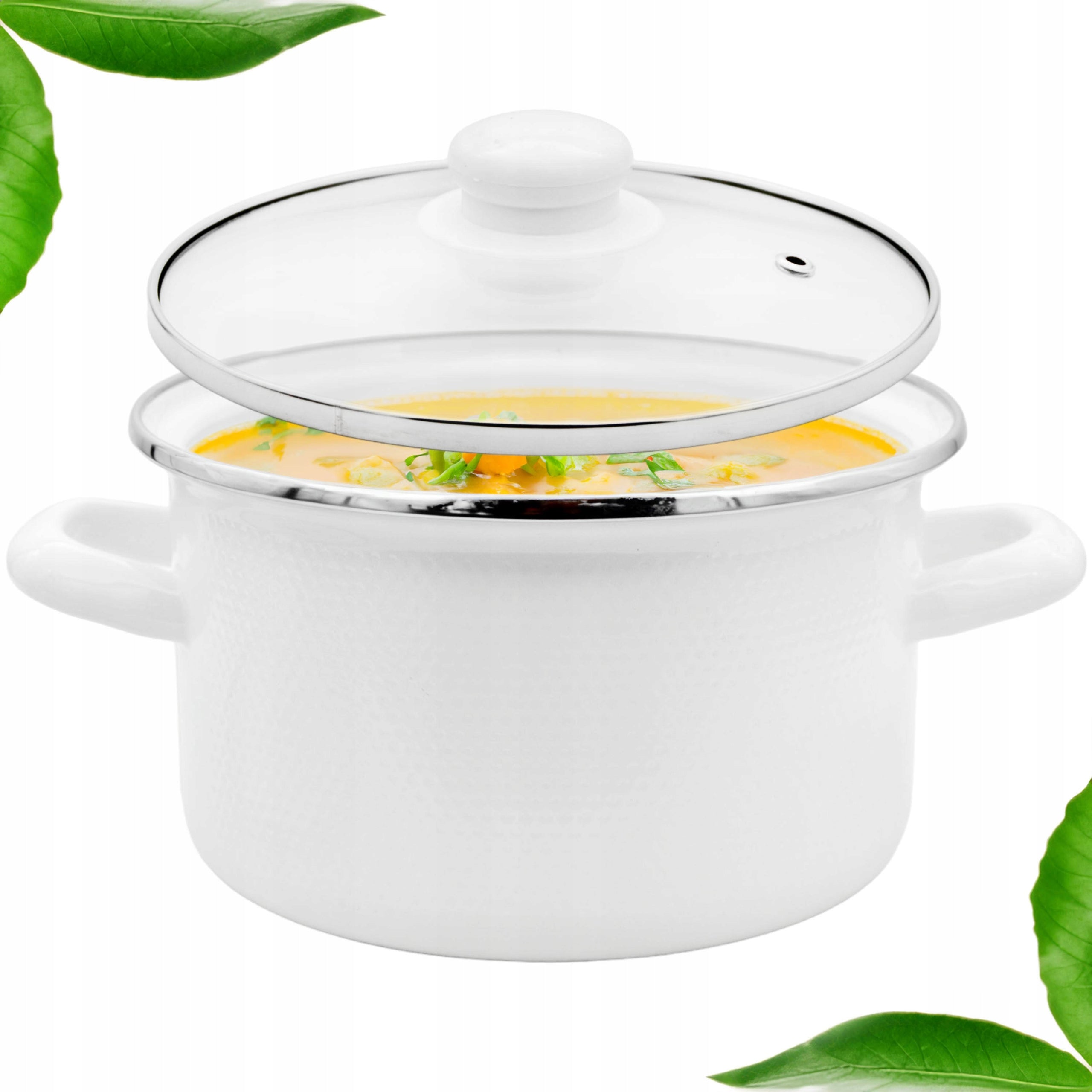 ENAMEL pot 3L traditional 18cm with COVER universal 3D with handles