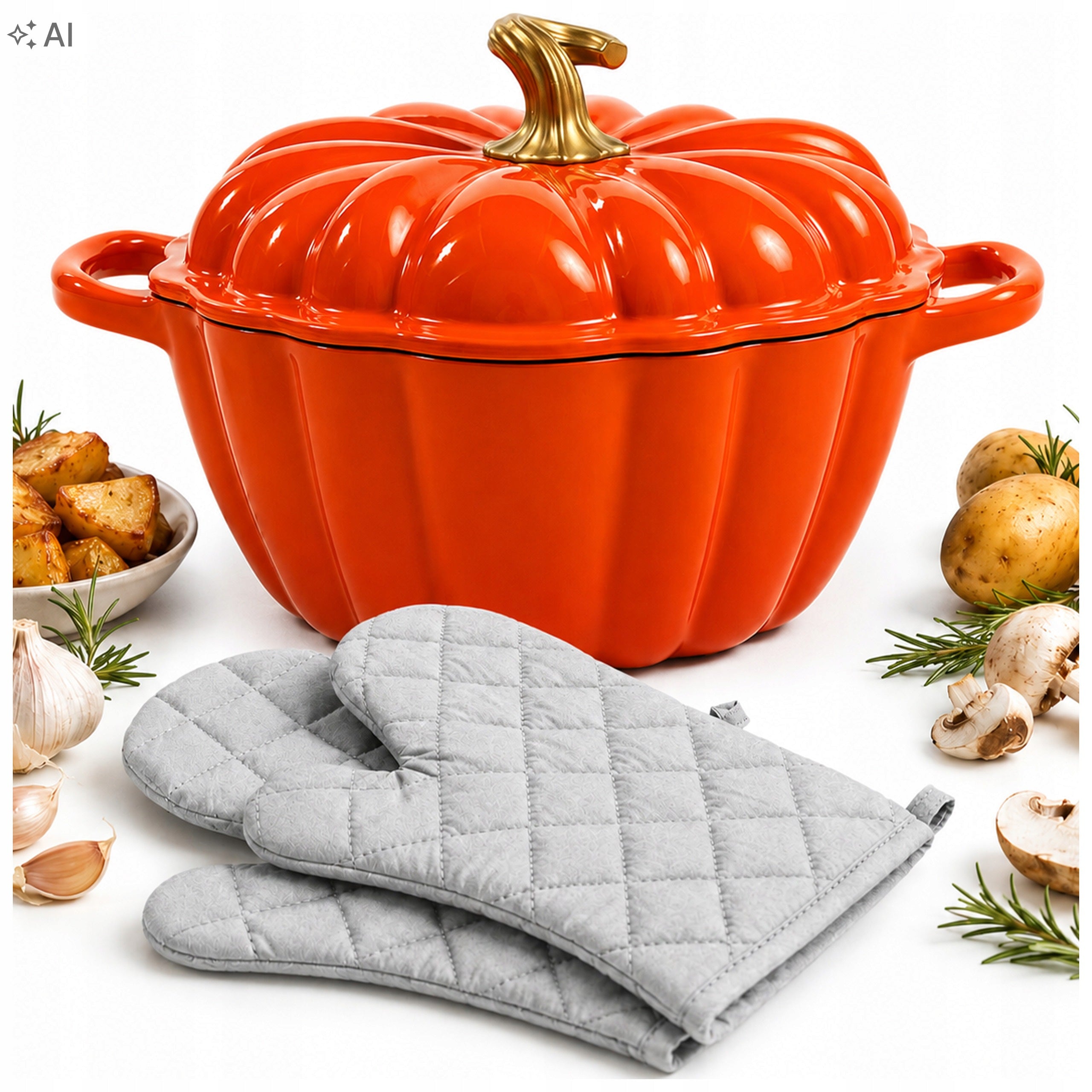 ENAMELLED CAST IRON POT PAN 4,5L INDUCTION OVEN + GLOVES