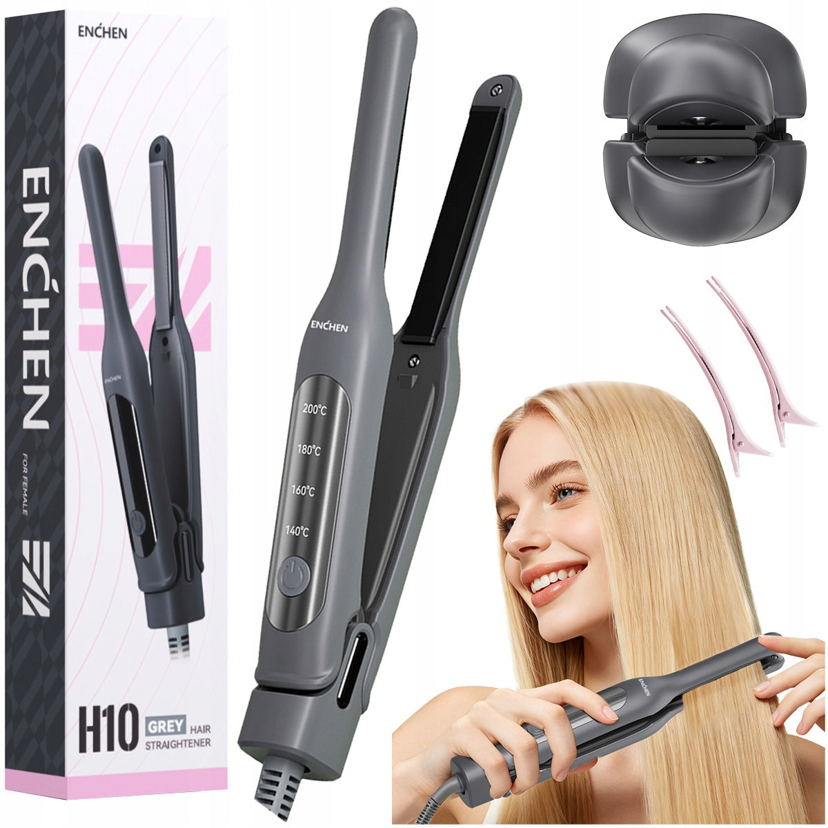 ENCHEN H10 Temperature Controlled Hair Straightener Light Grey
