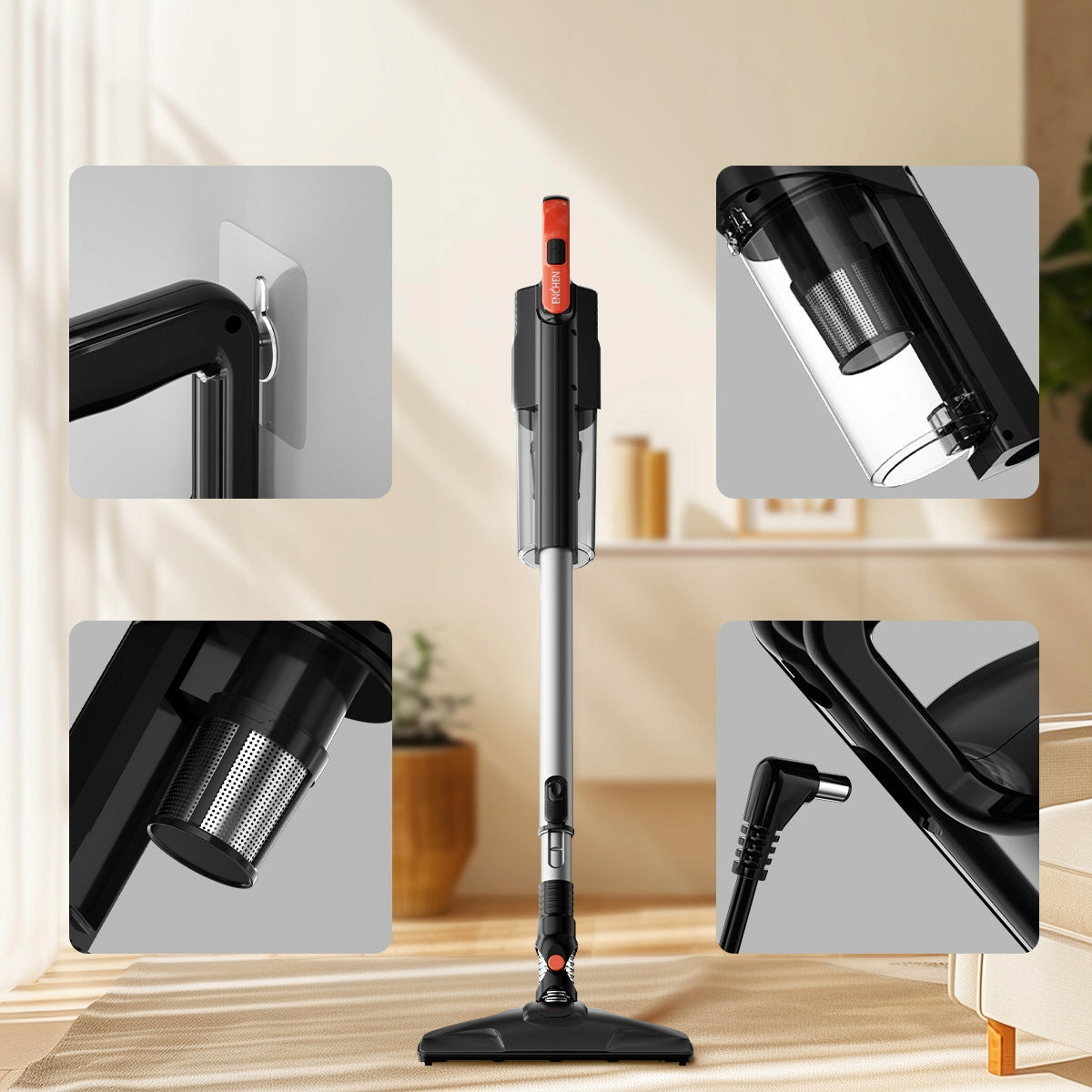 ENCHEN V3 PLUS Wireless Vertical Vacuum Cleaner Lightweight Handy 2in1 HEPA Dominant color black