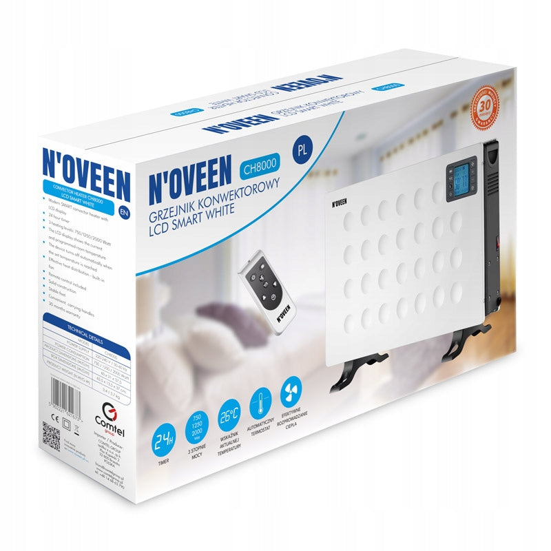 ENERGY-EFFICIENT CONVECTOR HEATER ELECTRIC LCD REMOTE CONTROL 2000W Dominant color white