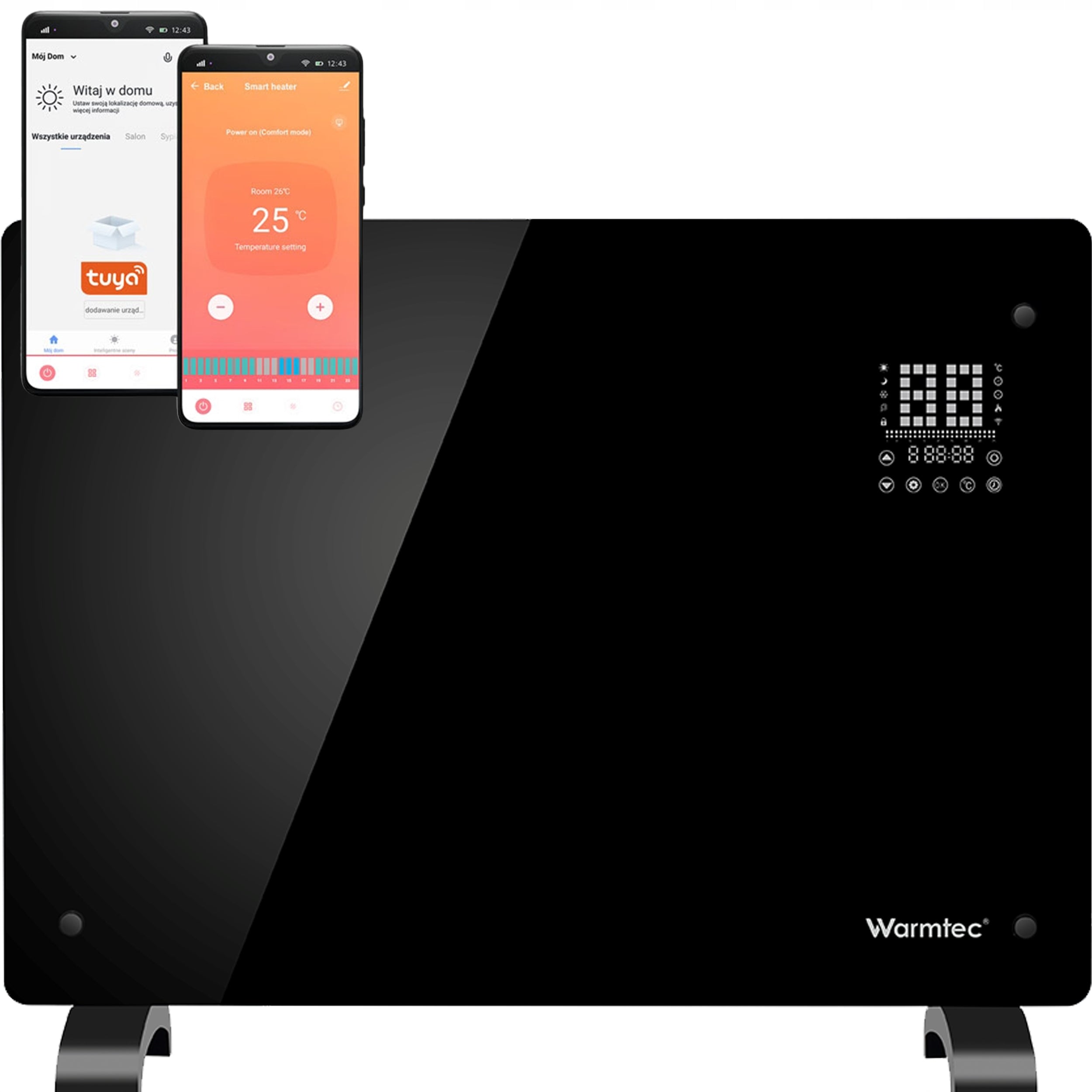 ENERGY EFFICIENT HEATER WARMTEC 1500W BLACK WIFI PORTABLE TOUCH
