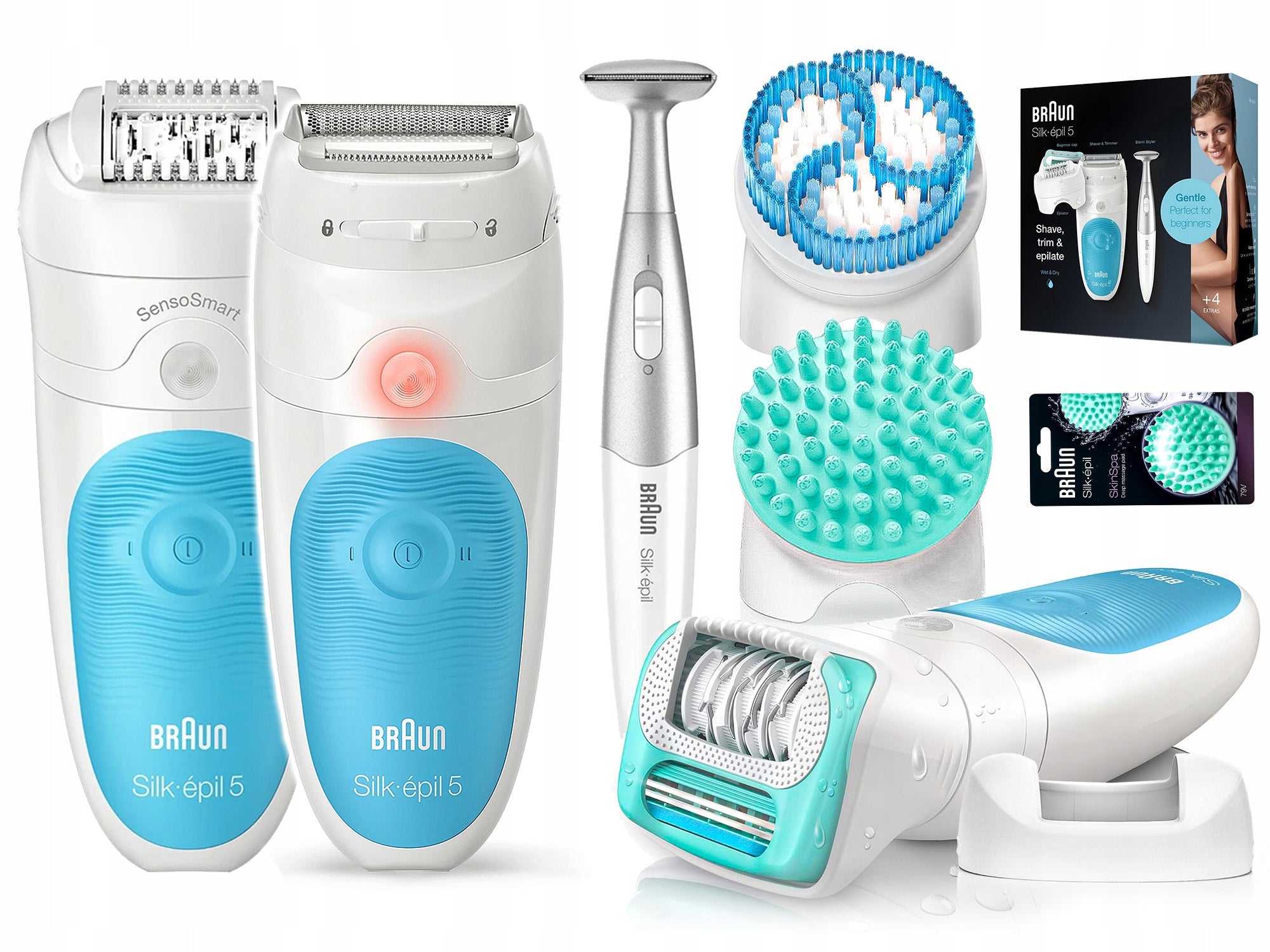 EPILATOR BRAUN Silk-epil 5 SensoSmart + SPA + SHAVER + BIKINI TRIMMER 5in1