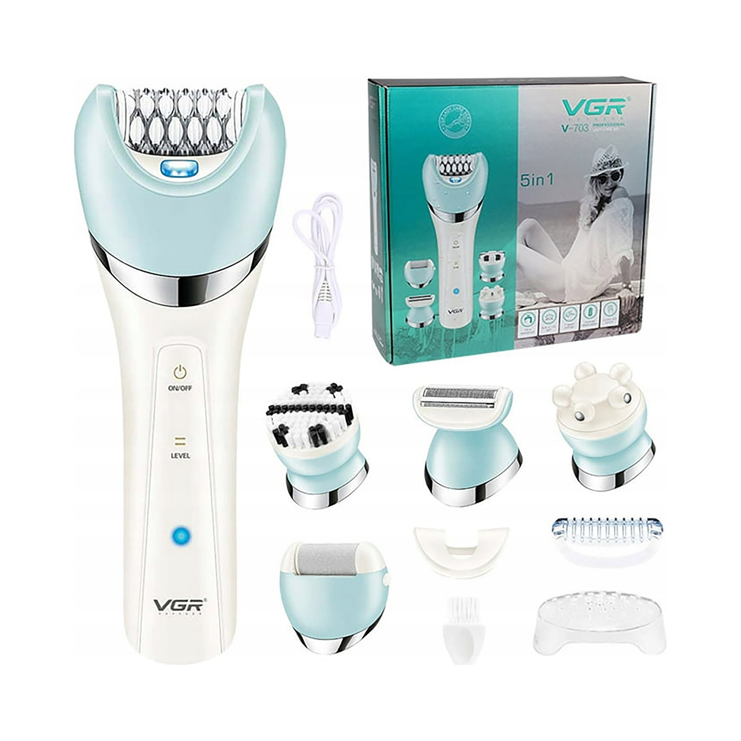 EPILATOR FOR WOMEN SHAVER WOMEN'S LEG ARMPIT BIKINI BODY SCRUB 5IN1 Manufacturer code ELEKTRYCZNA GOLARKA DAMSKA DEPILATOR PORĘCZNA