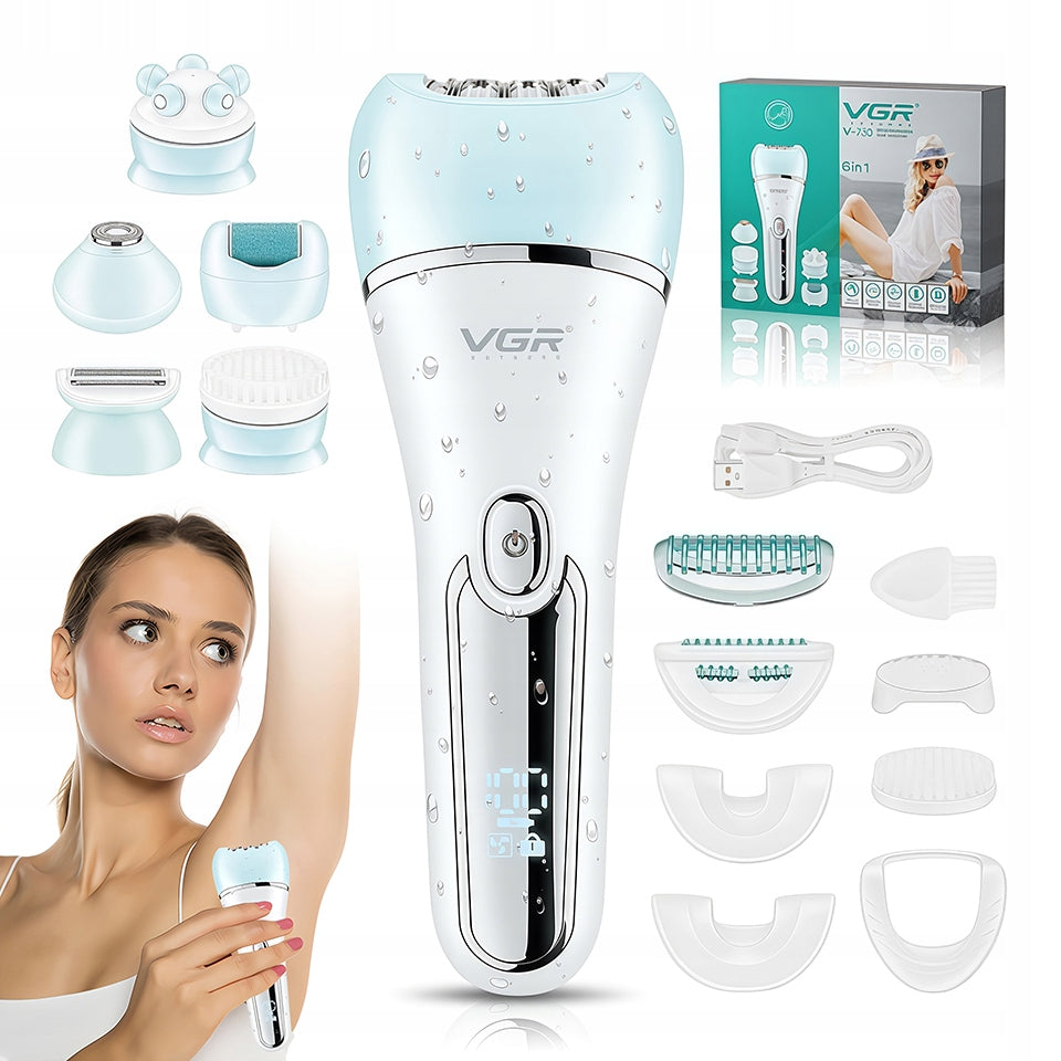 EPILATOR FOR WOMEN SHAVER WOMEN'S LEG ARMPIT BIKINI BODY SCRUB 6IN1