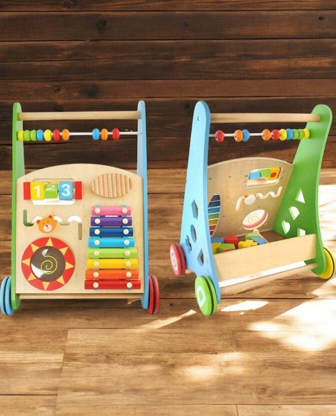 EQUESTRIAN PUSHER WOODEN WALKER EDUCATIONAL TOY GIFT YEAR SANTA CLAUS Color multicolor
