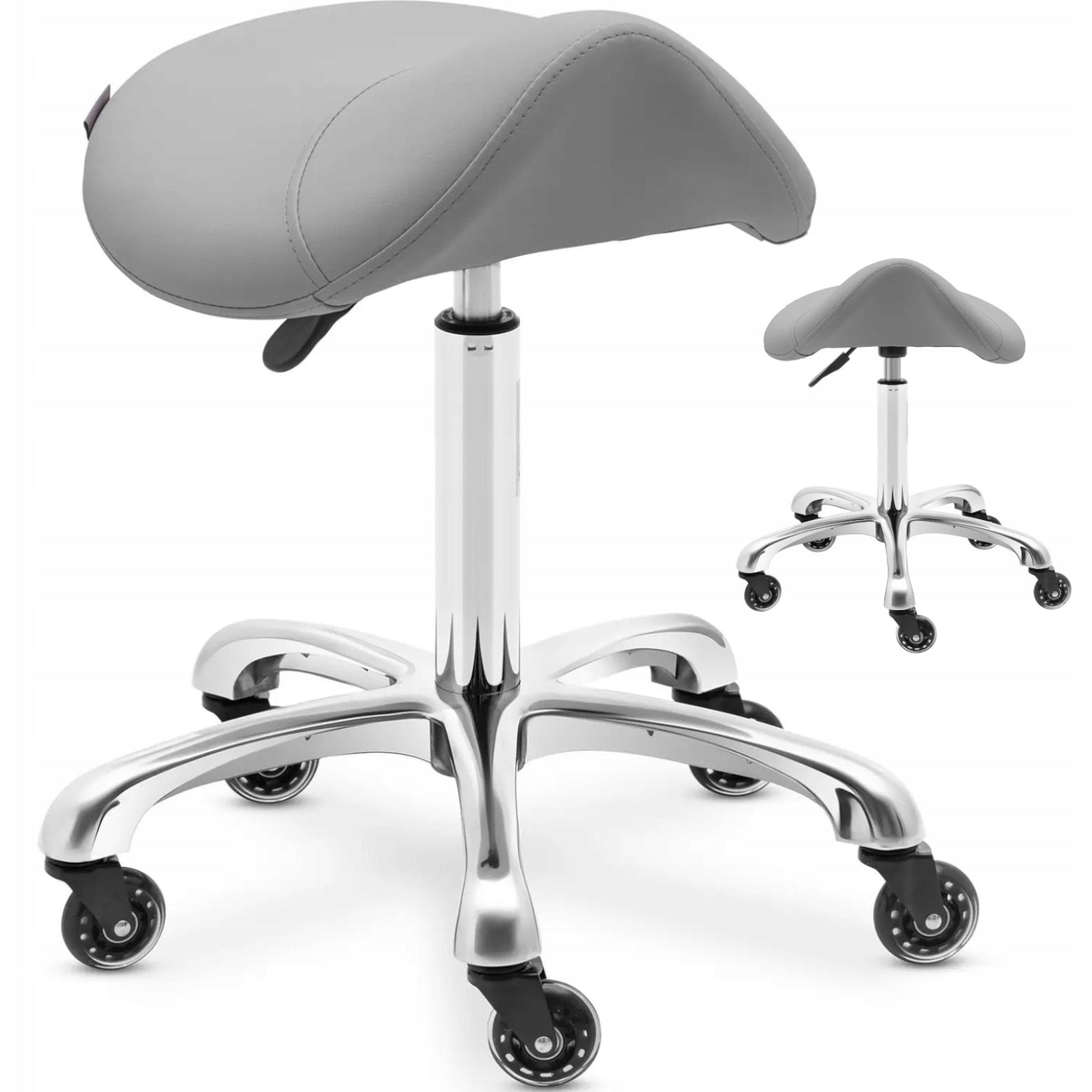 ERGONOMIC SADDLE CHAIR WITH WHEELS UP TO 150KG 57-75CM DARK GREY