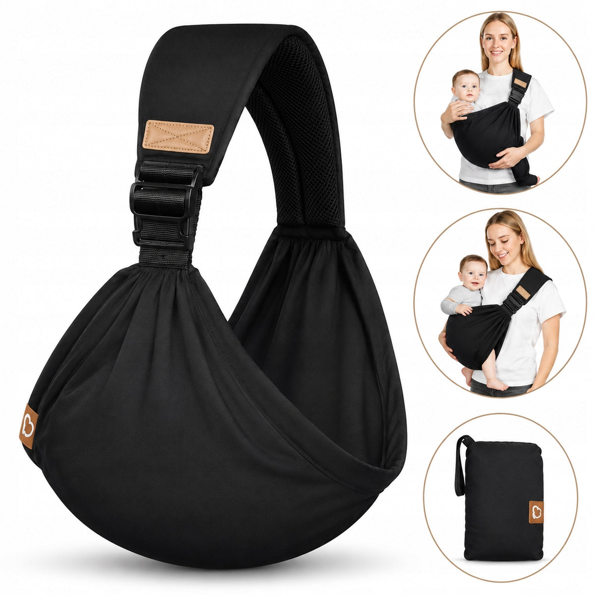 ERGONOMIC SIDE CARRIER FOR BABY LIGHT ADJUSTABLE BLACK