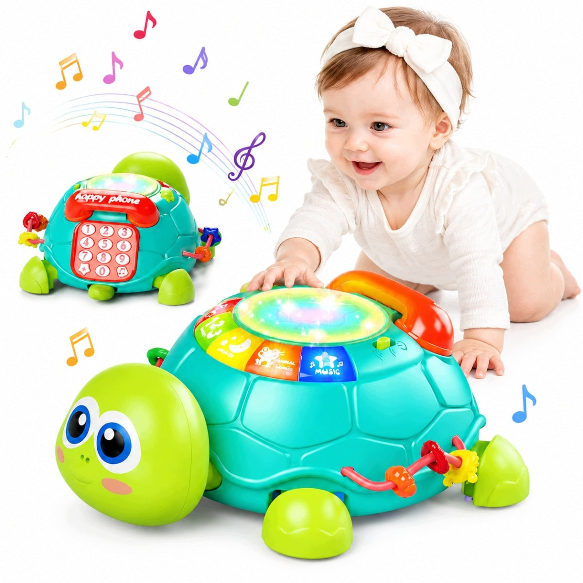 ESCAPING CRAWLING INTERACTIVE TURTLE TOY SOUNDS PLAY MUSIC LIGHT