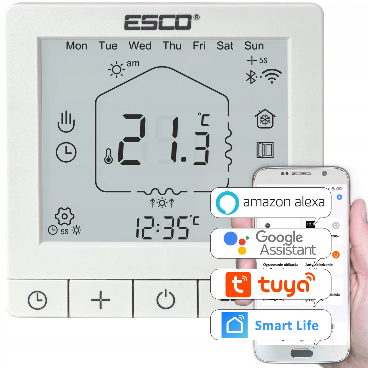 ESCO TC-720 WIFI TUYA WHITE thermostat regulator FOR BOILER programmer kc381