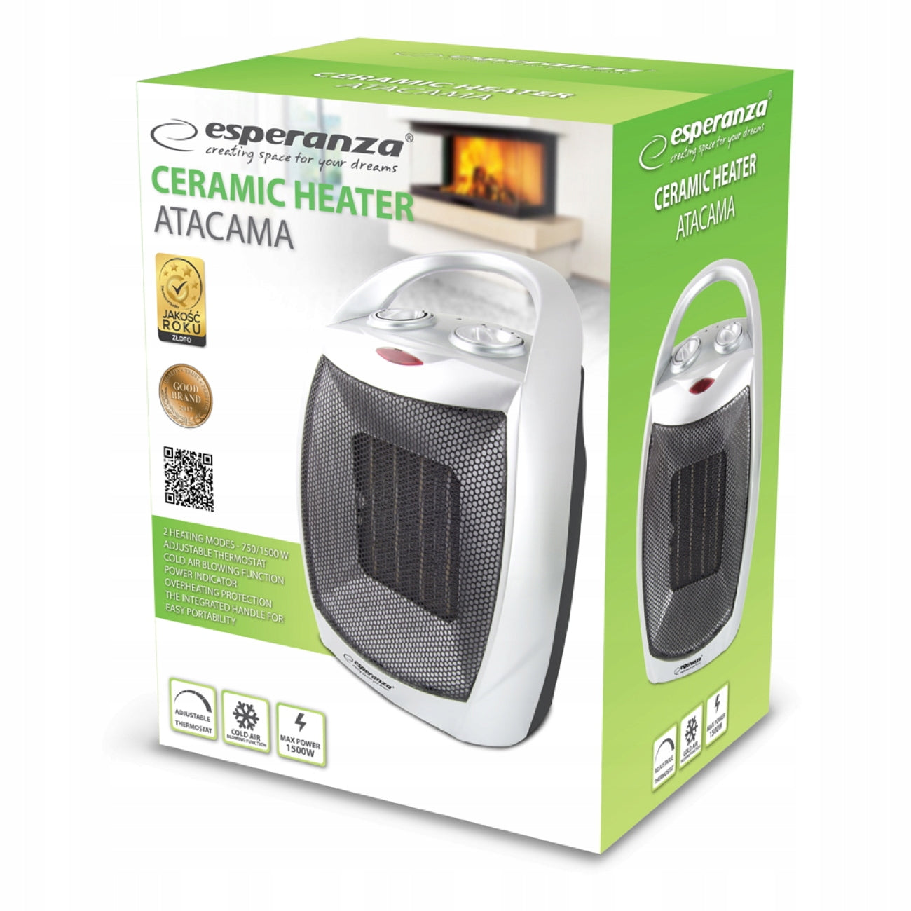 ESPERANZA ATACAMA ceramic fan heater 1500W Manufacturer code EHH006 - 5901299954874