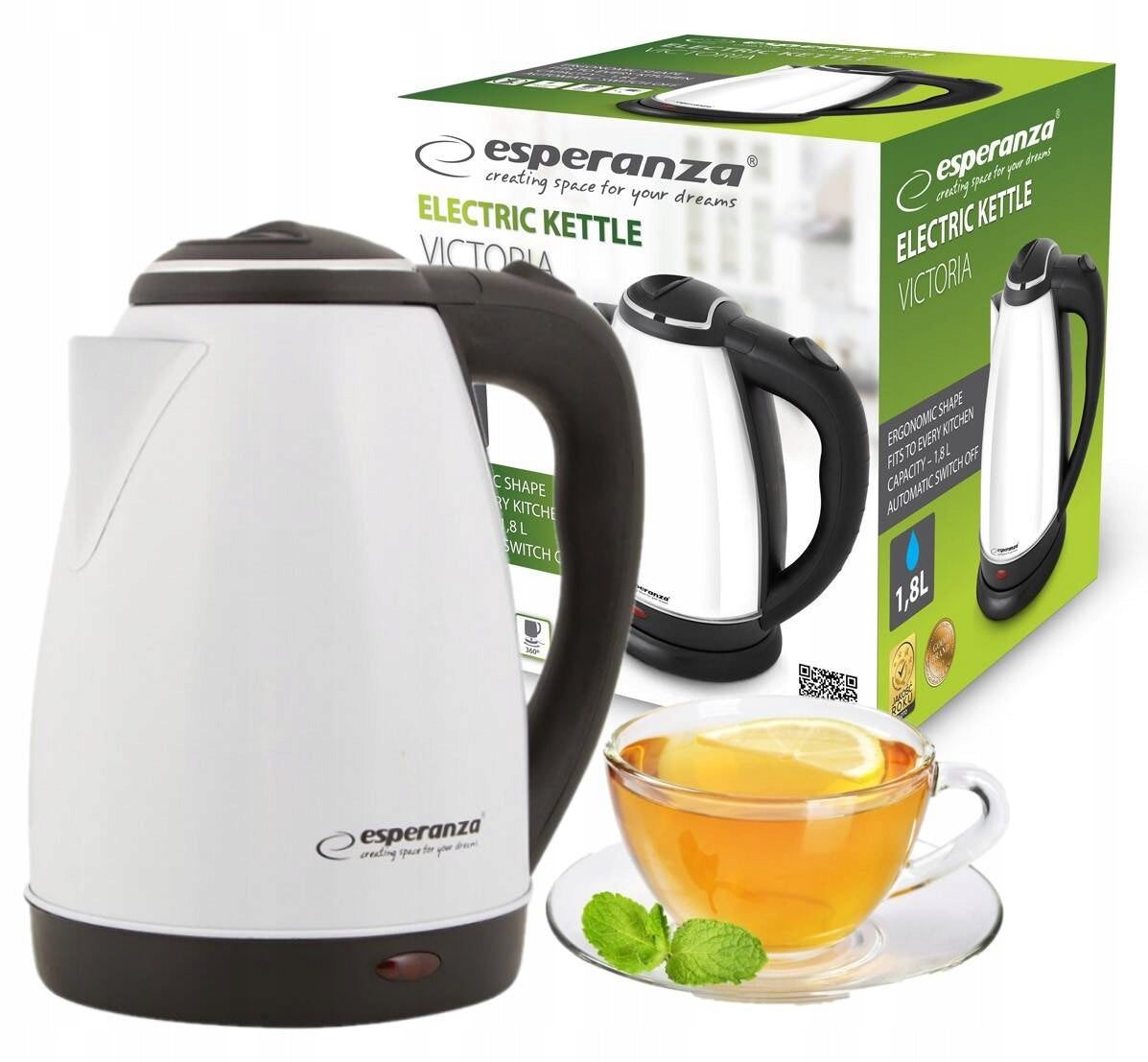 ESPERANZA ELECTRIC KETTLE VICTORIA 1.8 L WHITE EKK113W