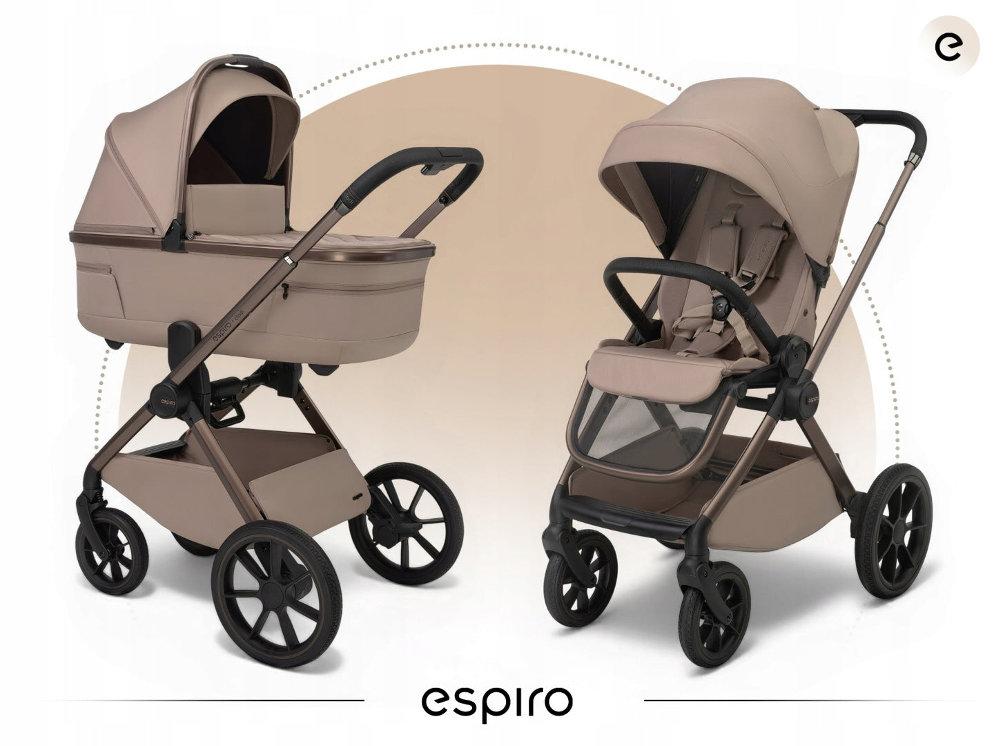 ESPIRO CLODI BABY STROLLER 2in1 SET XL ADAPTERS ACCESSORIES STYLISH BEIGE Packaging status original