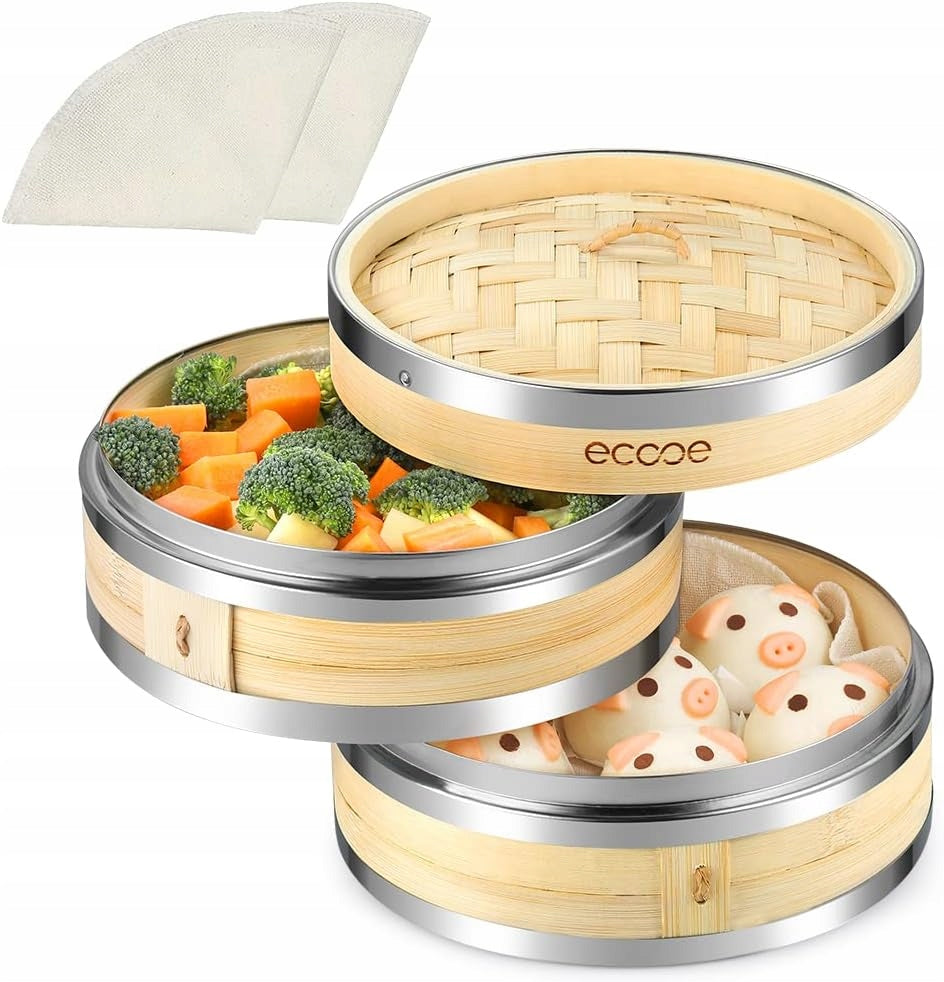 EVAPORATOR BAMBOO STEAMING STEAMER DOUBLE 20CM ROUND LARGE
