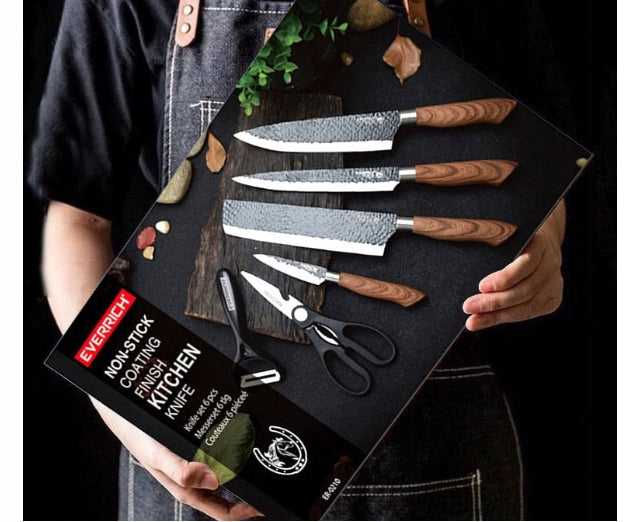 EVRYEALTH SET OF KITCHEN STEEL KNIVES + PEELER SCISSORS Brand no brand
