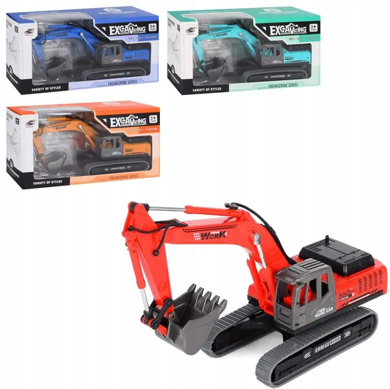EXCAVATOR 22 CM RUBBER TRACKS MOVING PARTS MACHINE AUTO COLORS Kid's age 3+ years