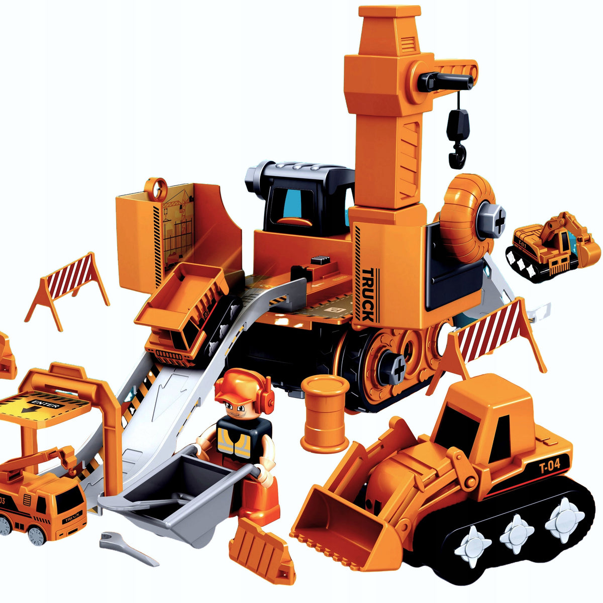 EXCAVATOR CONSTRUCTION BULLDOZER 5IN1 TWISTING SET FOR CHILDREN DRILL 3+