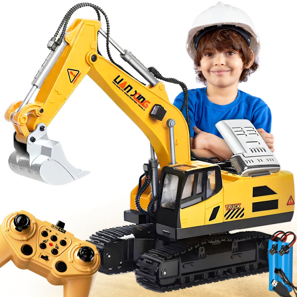 EXCAVATOR REMOTE CONTROLLED GIFT TOY FOR CHILDREN LARGE BULLDOZER PILOT RC