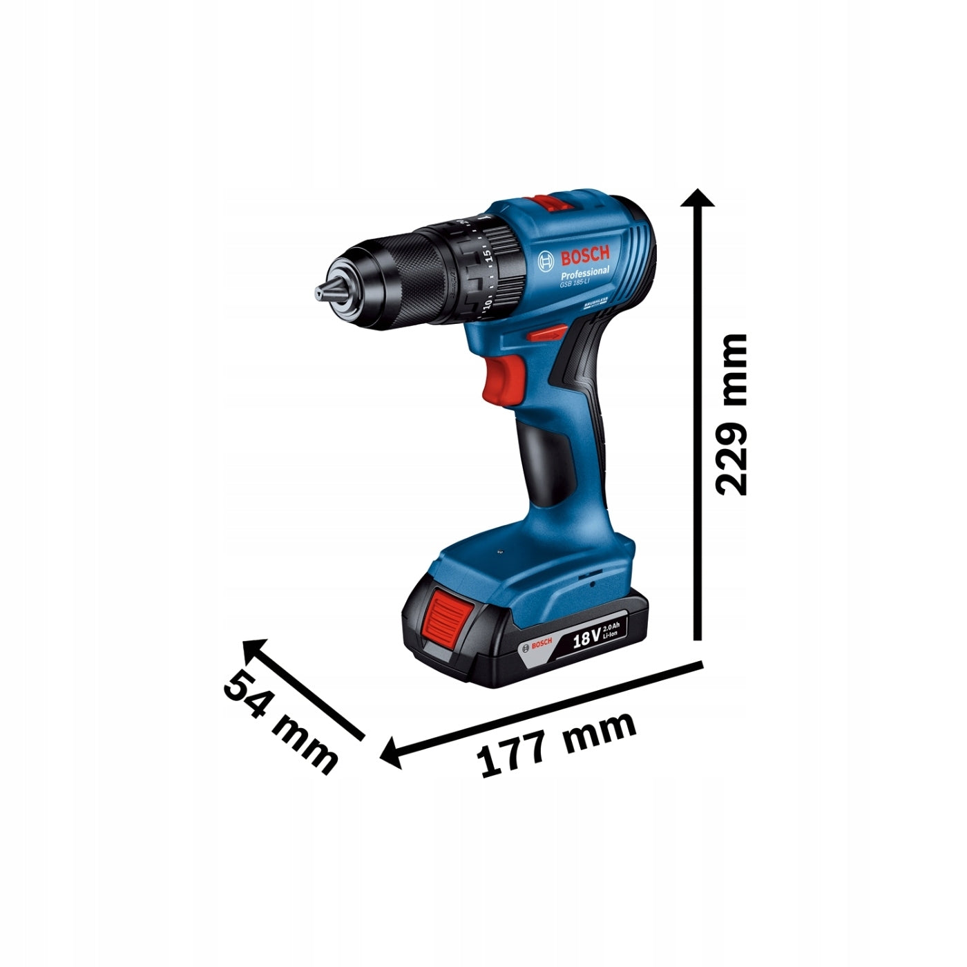 EXCLUSIVE - Bosch Professional GSB 185-Li Drill +2Ah +23bits 06019K3102 Manufacturer code 06019K3102