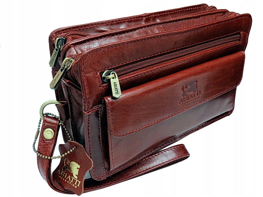 EXCLUSIVE MEN'S LEATHER HAND SACHET THICK GENUINE LEATHER ZIP-UP Brand Abiatti