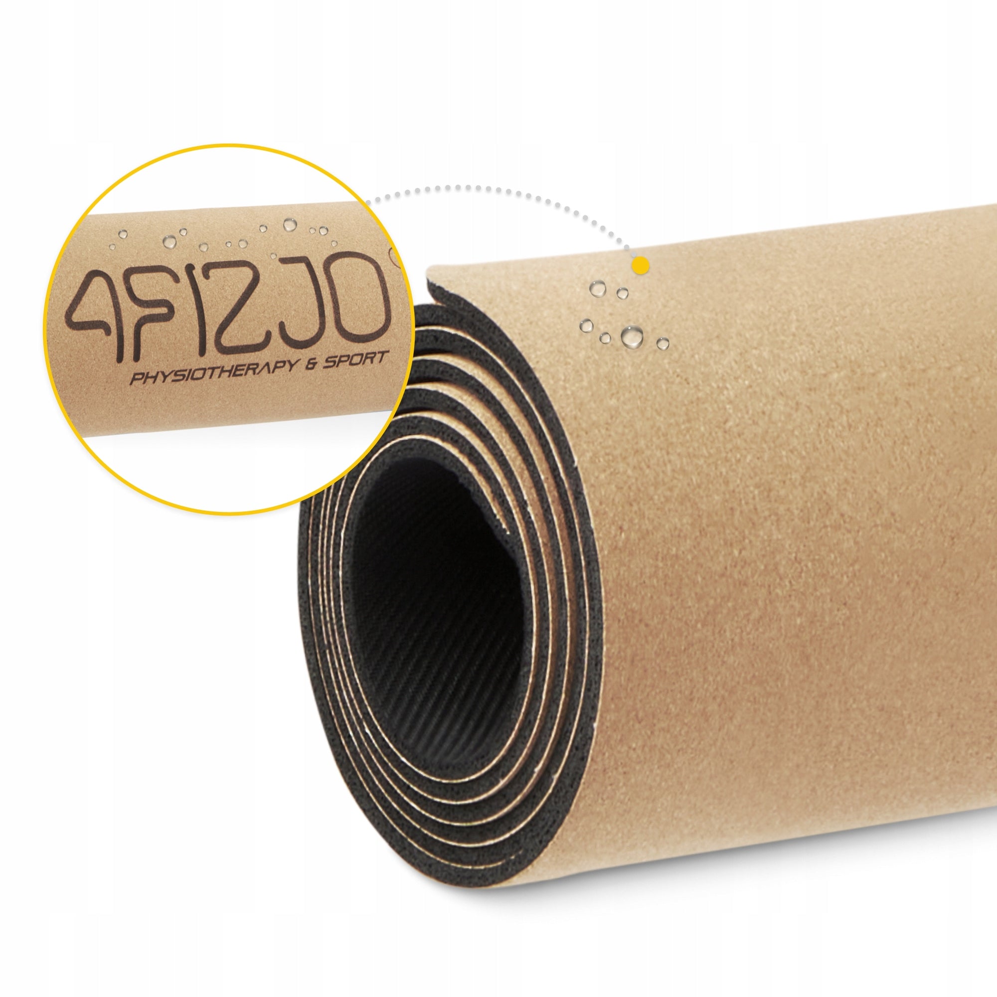 EXERCISE AND YOGA MAT NON-SLIP CORK FITNESS TRAINING NATURAL Color brown