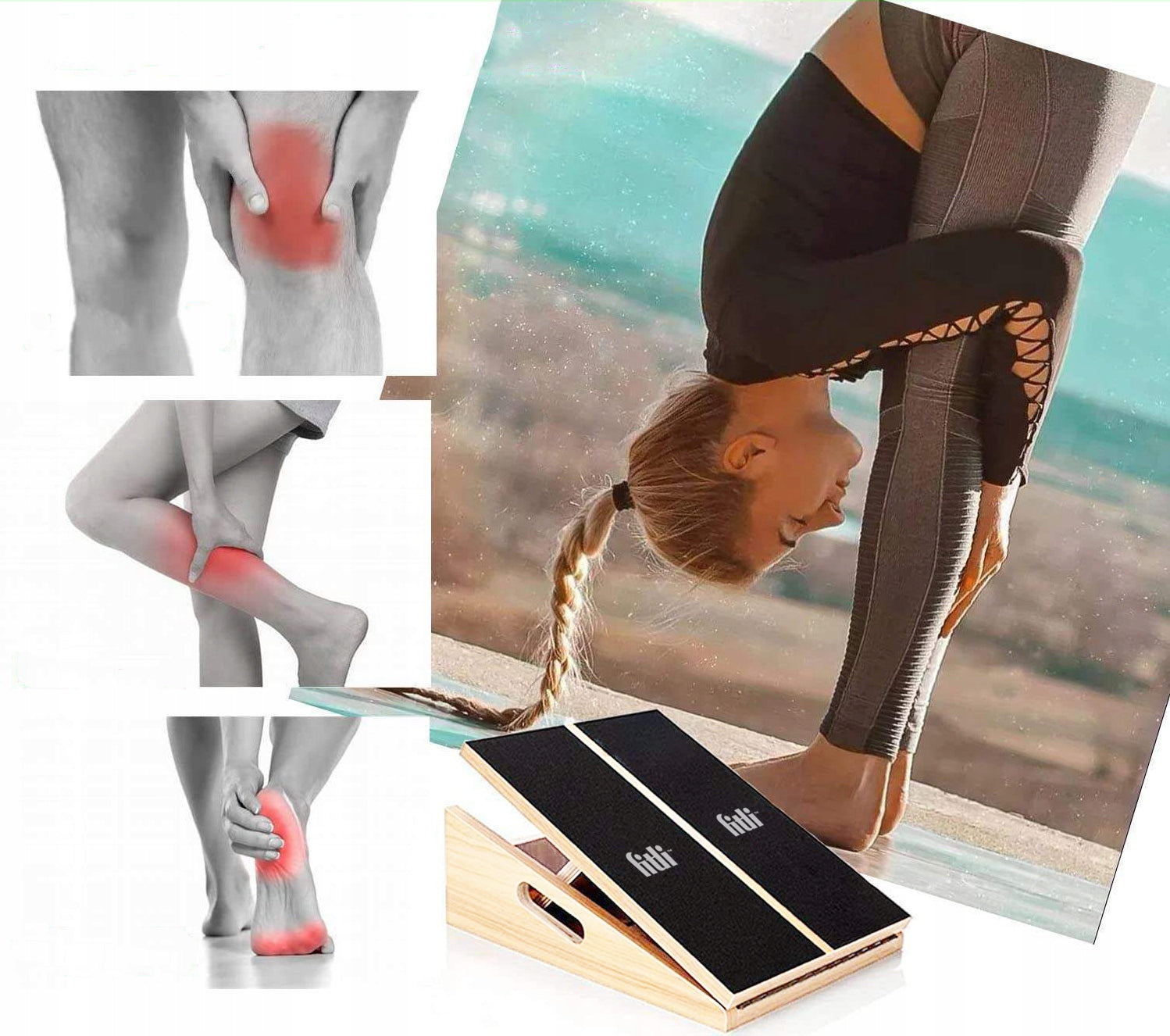 EXERCISE BOARD Calf Platform WOODEN Adjustable SLANT BOARD Packaging status original