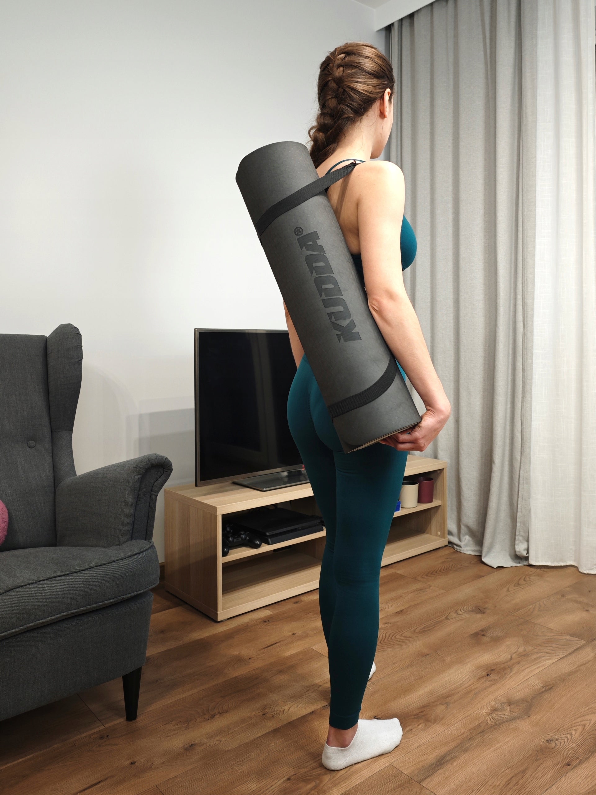 EXERCISE MAT 1CM TPE thick foam yoga mat HIGH QUALITY KUDDA Color black