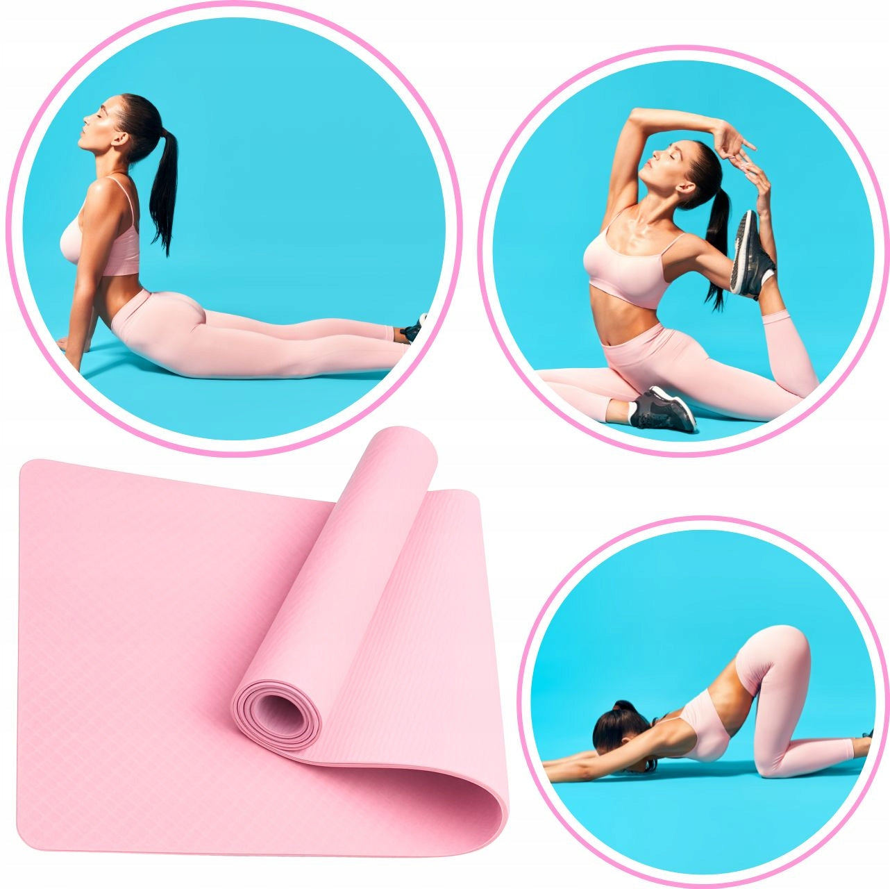 EXERCISE MAT YOGA FITNESS MAT DOUBLE SIDED NON-SLIP 6mm TPE Packaging status original