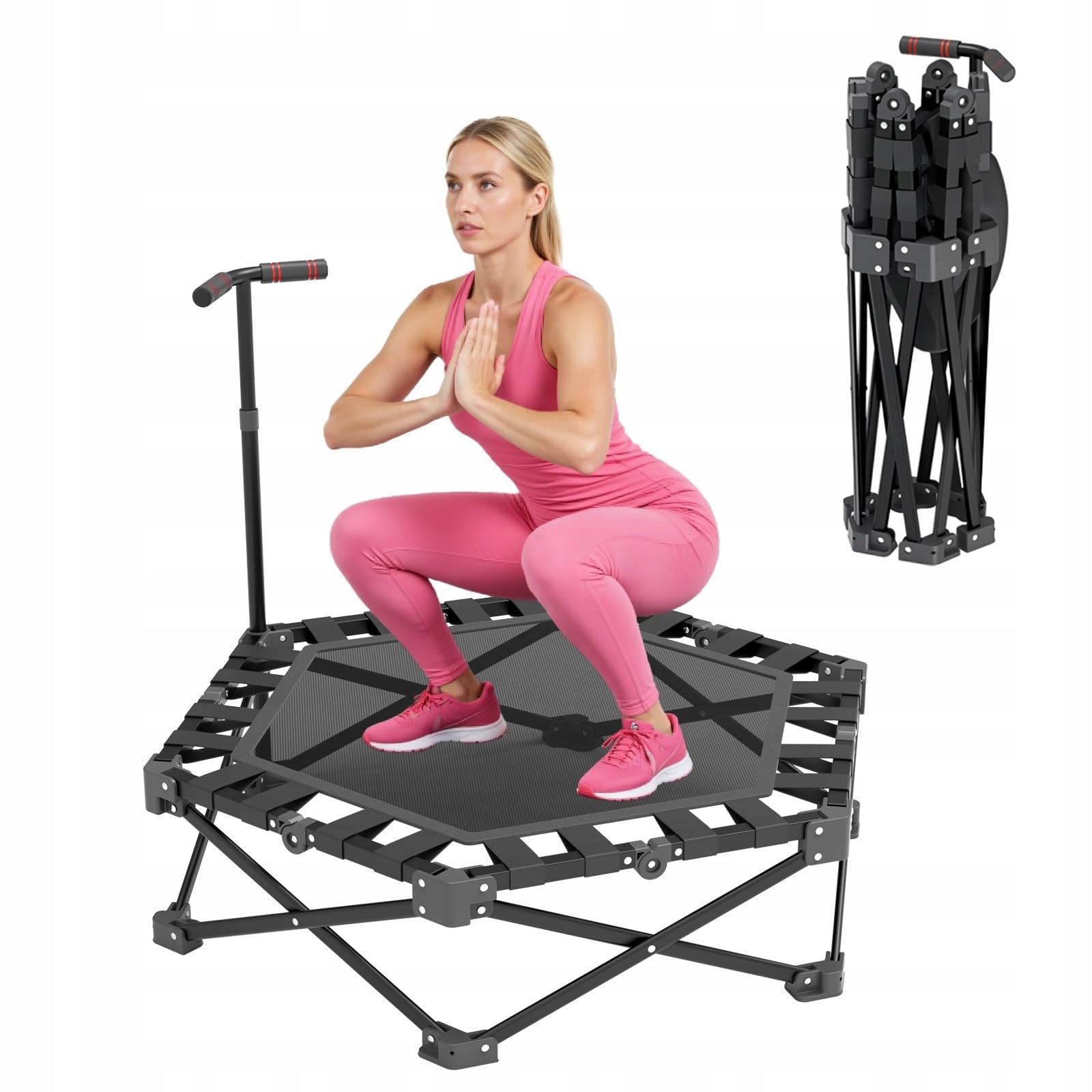 EXERCISE TRAMPOLINE WITH ADJUSTABLE HANDLE 106 CM