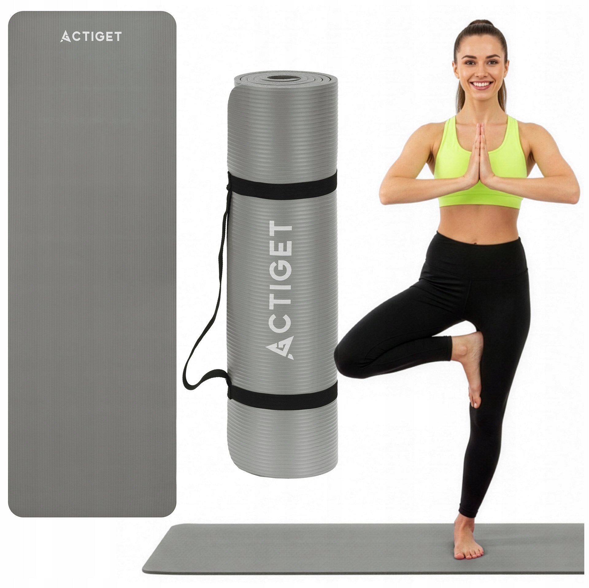 EXERCISE YOGA MAT 180x60 FITNESS NON-SLIP NBR GYMNASTIC HANDLE Packaging status original