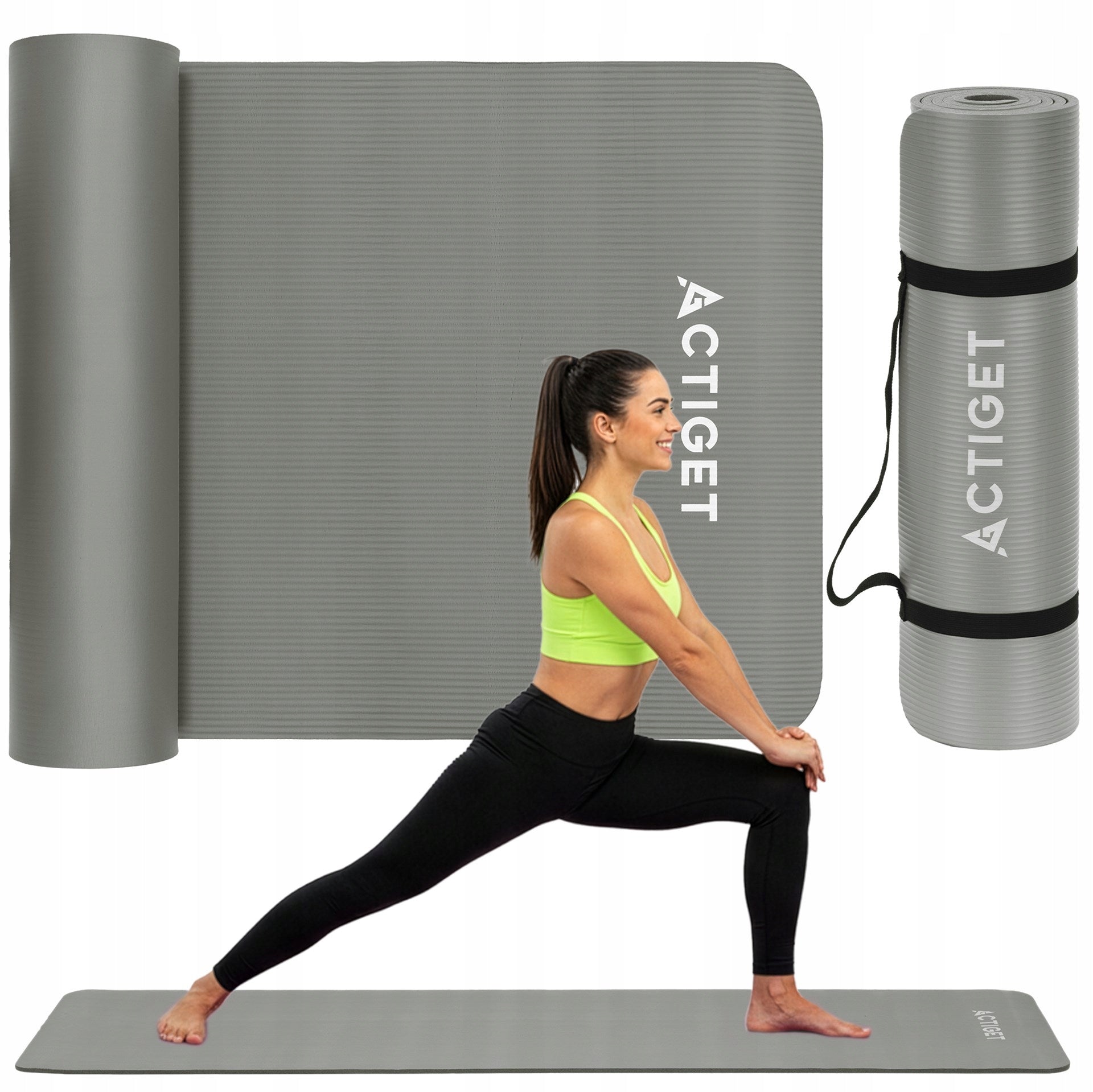 EXERCISE YOGA MAT 180x60 FITNESS NON-SLIP NBR GYMNASTIC HANDLE