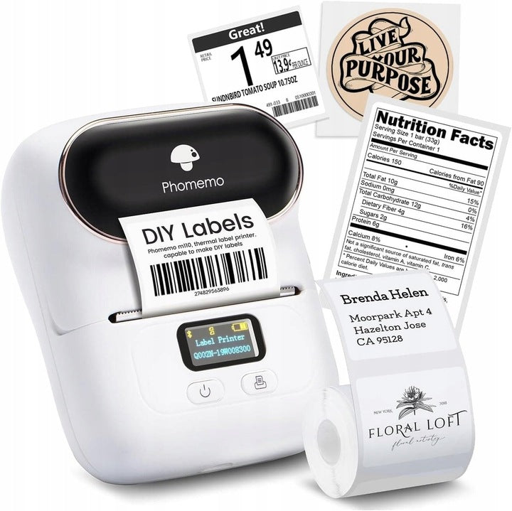 EXTRALINK Mini Label Printer with BLUETOOTH White THERMAL