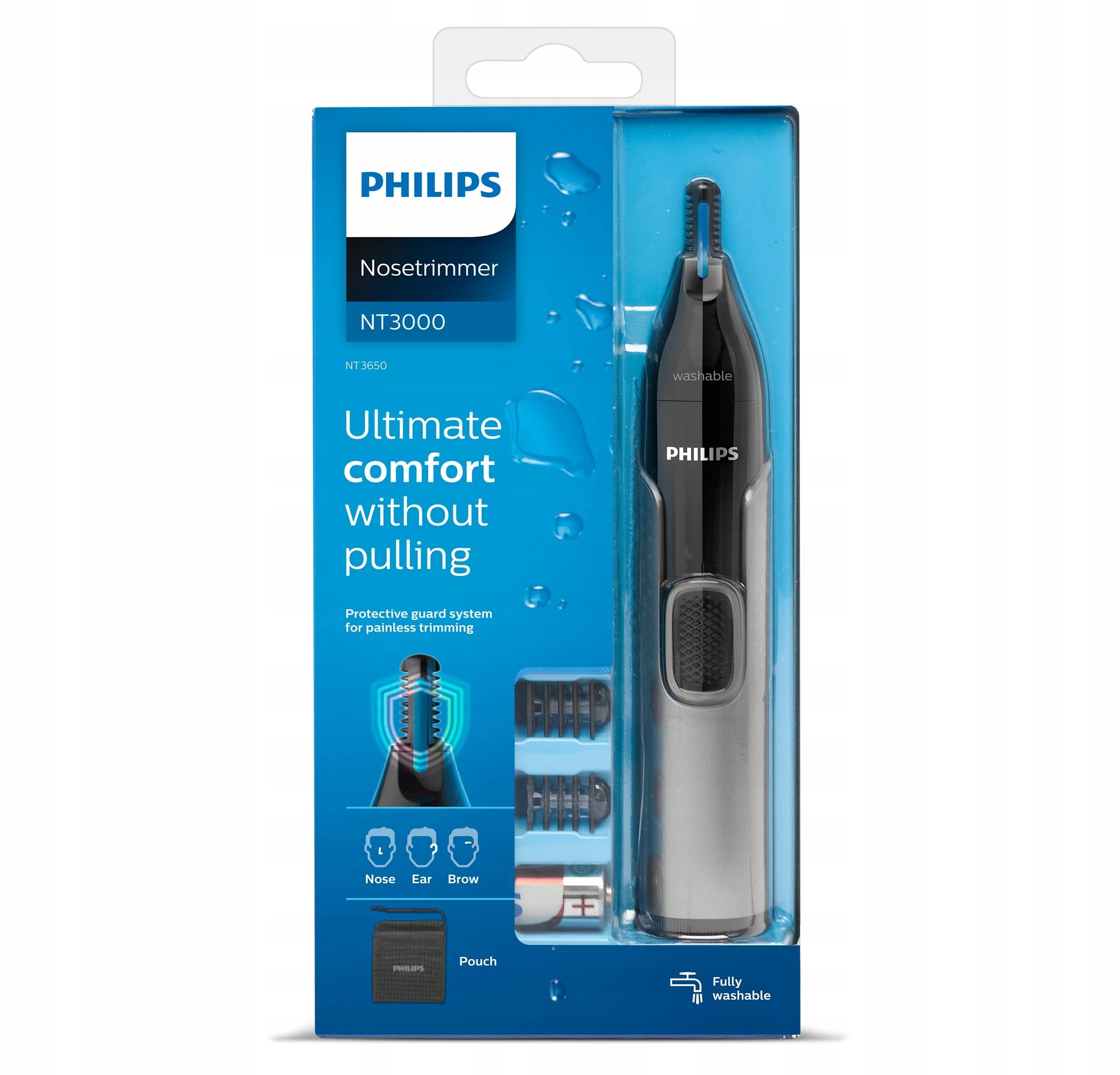 EYEBROW NOSE TRIMMER PHILIPS SHAVER RAZOR + CASE BATTERY Manufacturer code Trymer Philips do uszu nosa brwi pielęgnacji