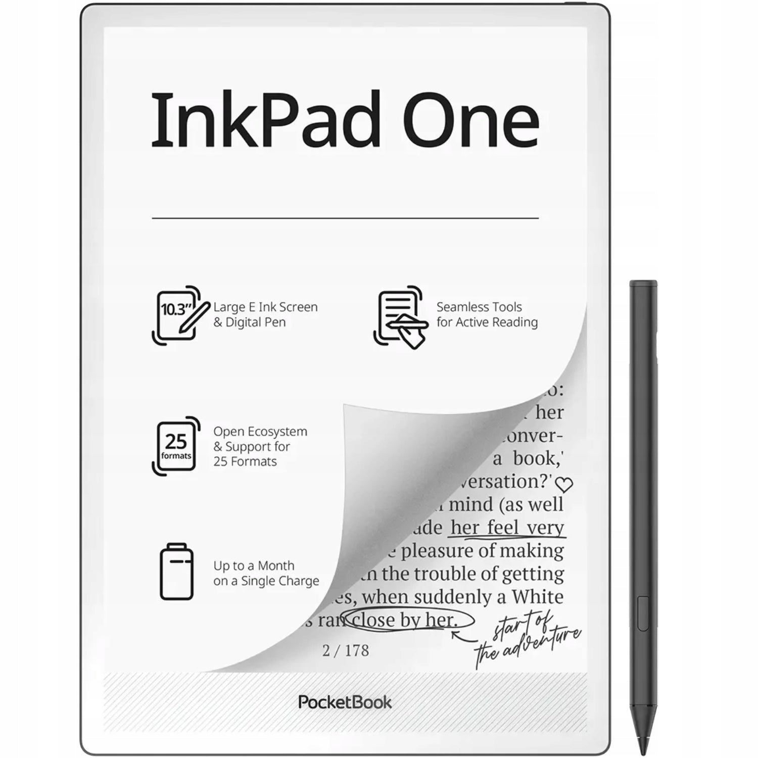 Ebook Tablet PocketBook InkPad One 10,3" 2GB 32GB USB C + Stylus