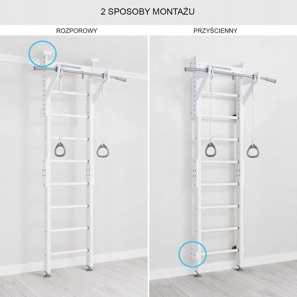 Eco 1 Wooden Gymnastics Ladder for Kids - White Model Eco 1