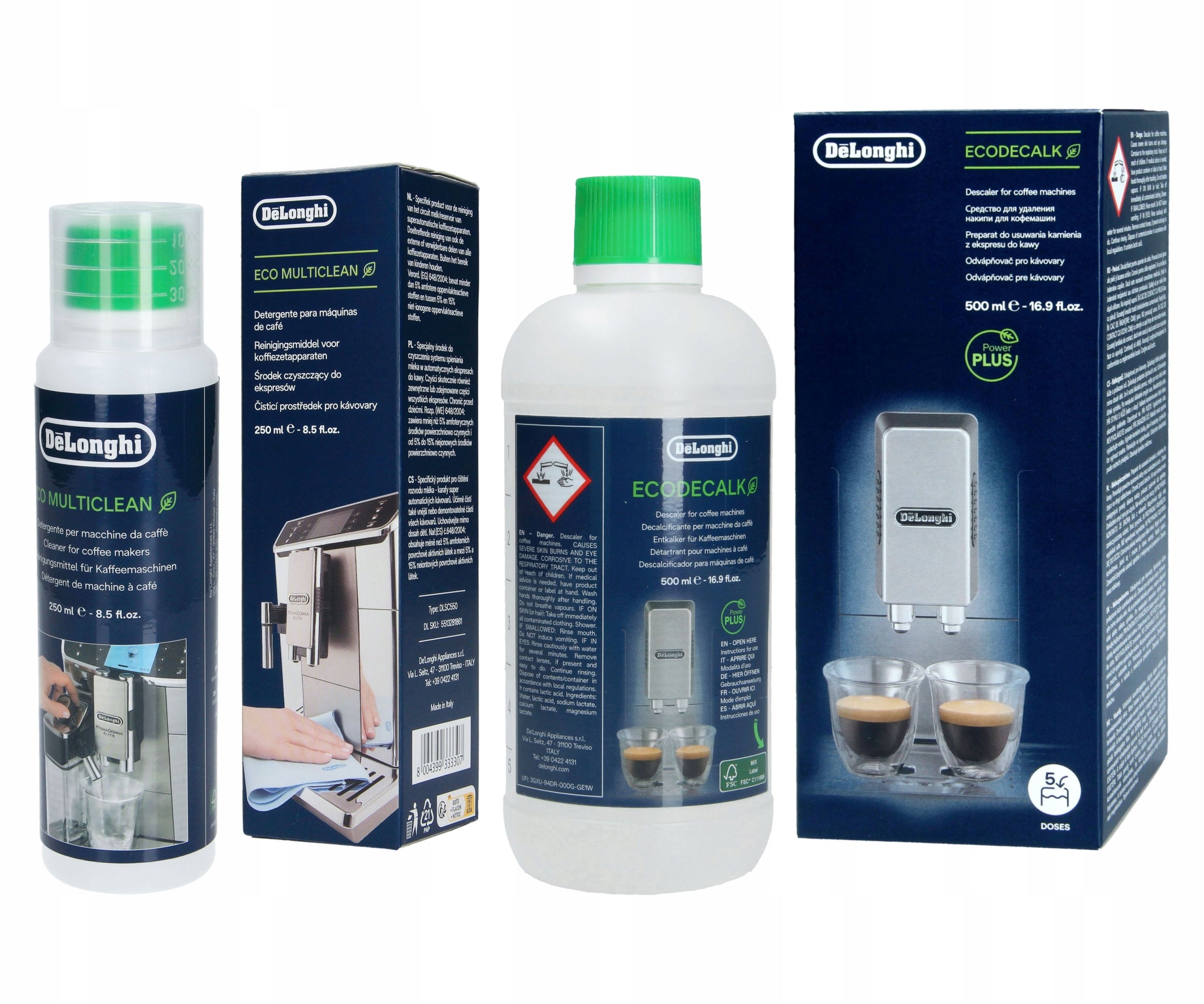 EcoDecalk Descaler Kit + EcoMulticlean Cleaner Delonghi