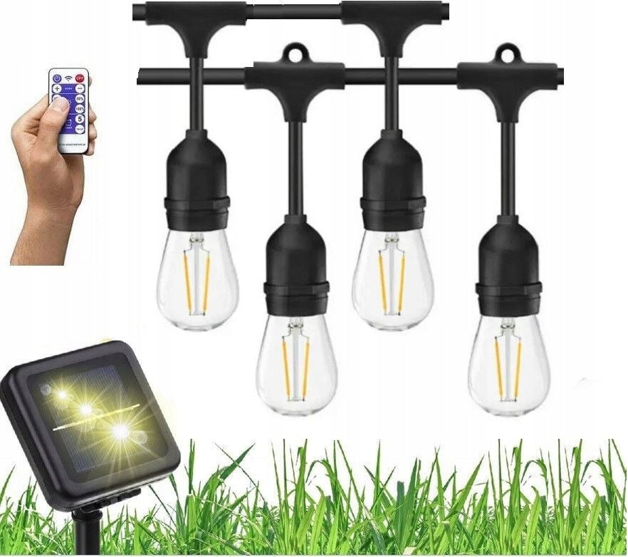 Edison Solar Garden Light Garland with Remote Control+ Network Charging