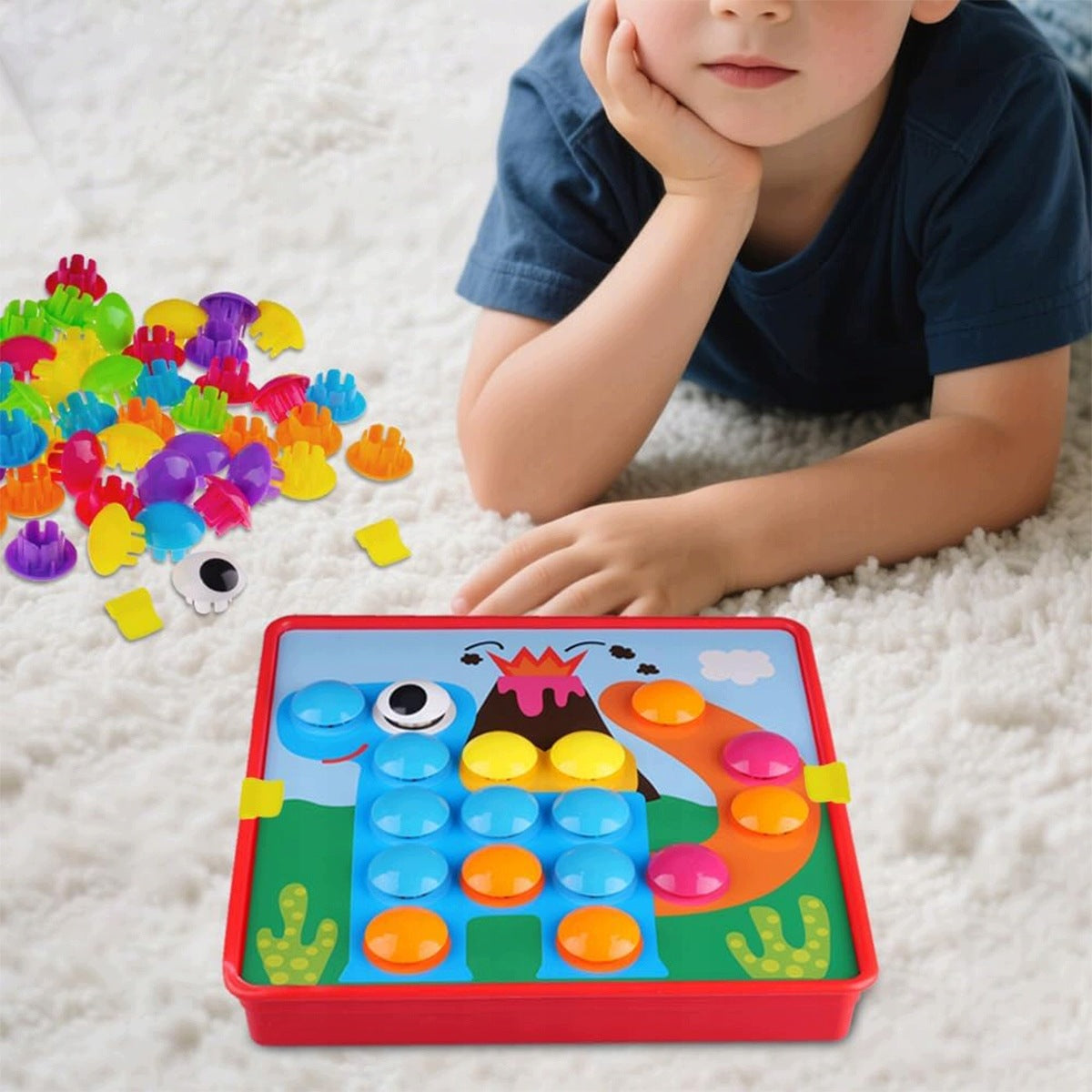 Educational Button Mosaic for Kids 3+ 50 Buttons 12 ABS Designs Brand no brand