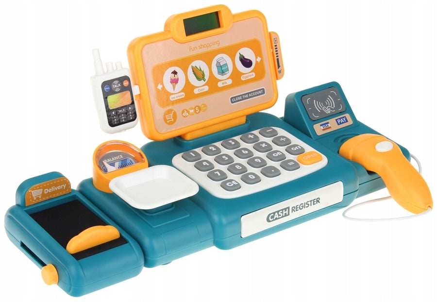Educational Cash Register Shop Fiscal Calculator Tape Banknotes Scanner Sound Manufacturer code CH-224952