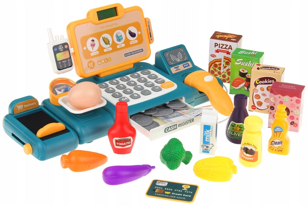 Educational Cash Register Shop Fiscal Calculator Tape Banknotes Scanner Sound