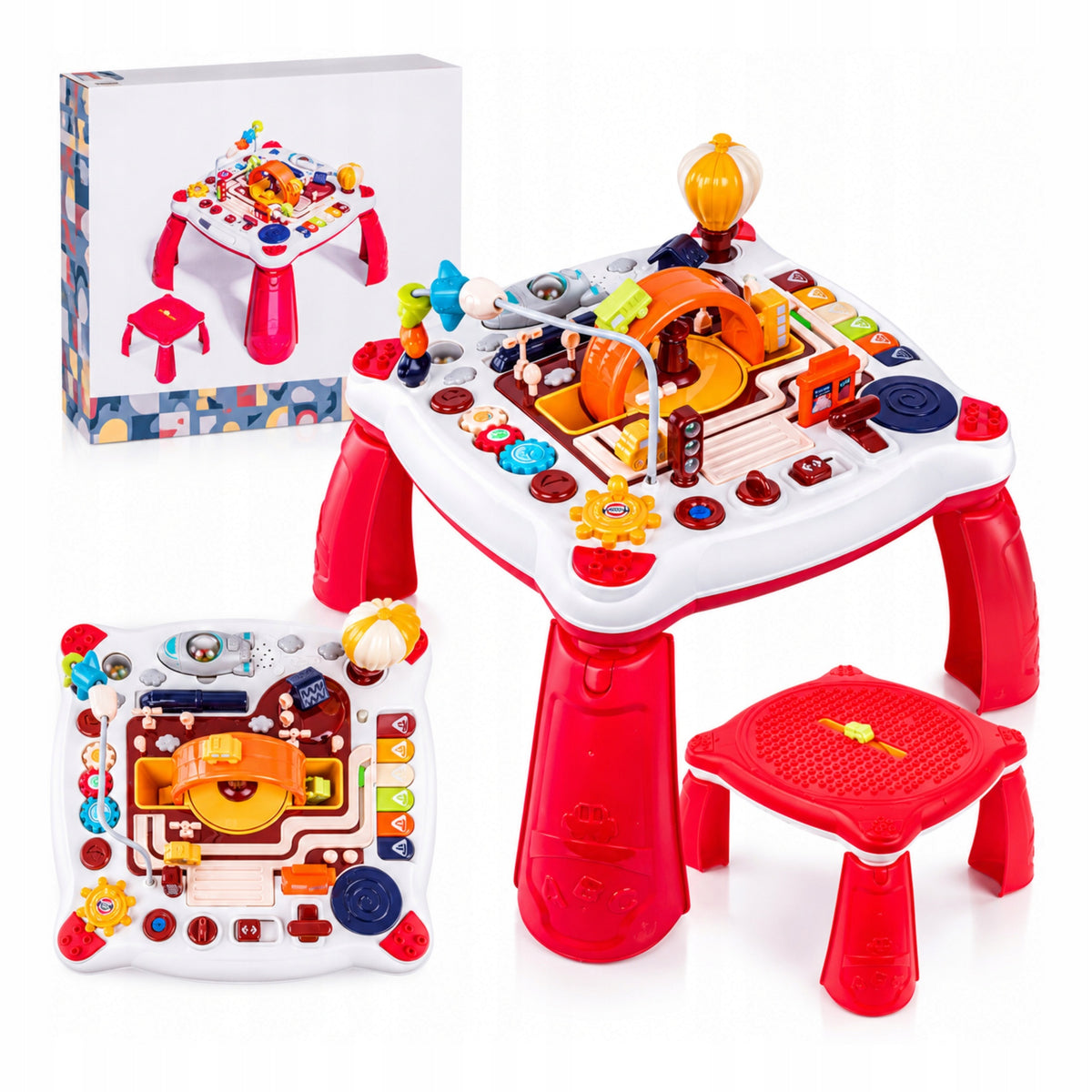 Educational Children's Table 2in1 Red Vehicles Piano Racket Melodie