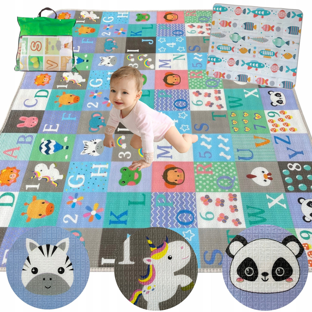 Educational Foam Mat Double Sided Folding Mat for Children CARPET 180x150