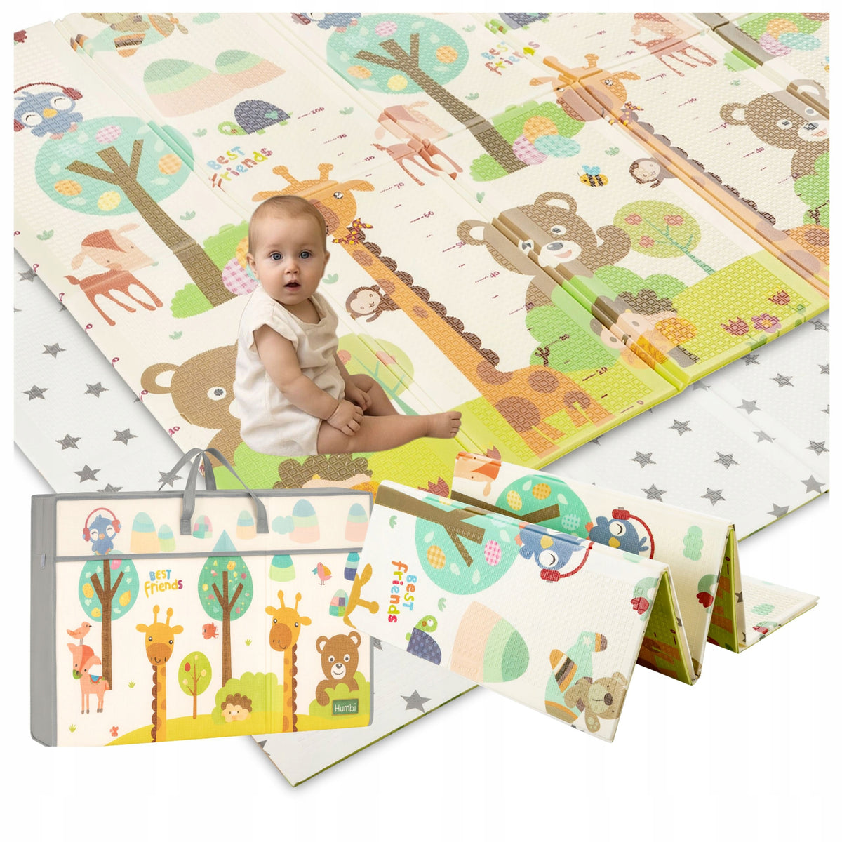 Educational Foam Mat Double Sided Folding Mat for Children Large 180x200cm