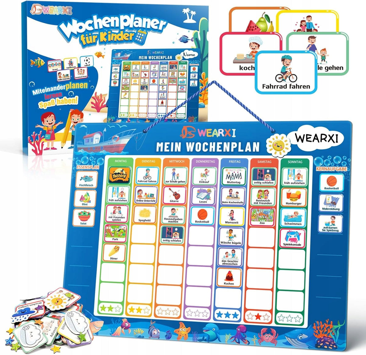 Educational Magnetic Board + 304 Magnets Weekly Planner For Kids