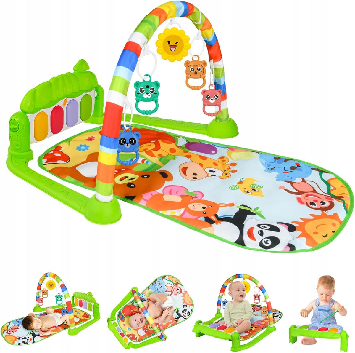 Educational Mat AOMIG Piano-Gym With Piano 5 Toys Music Green