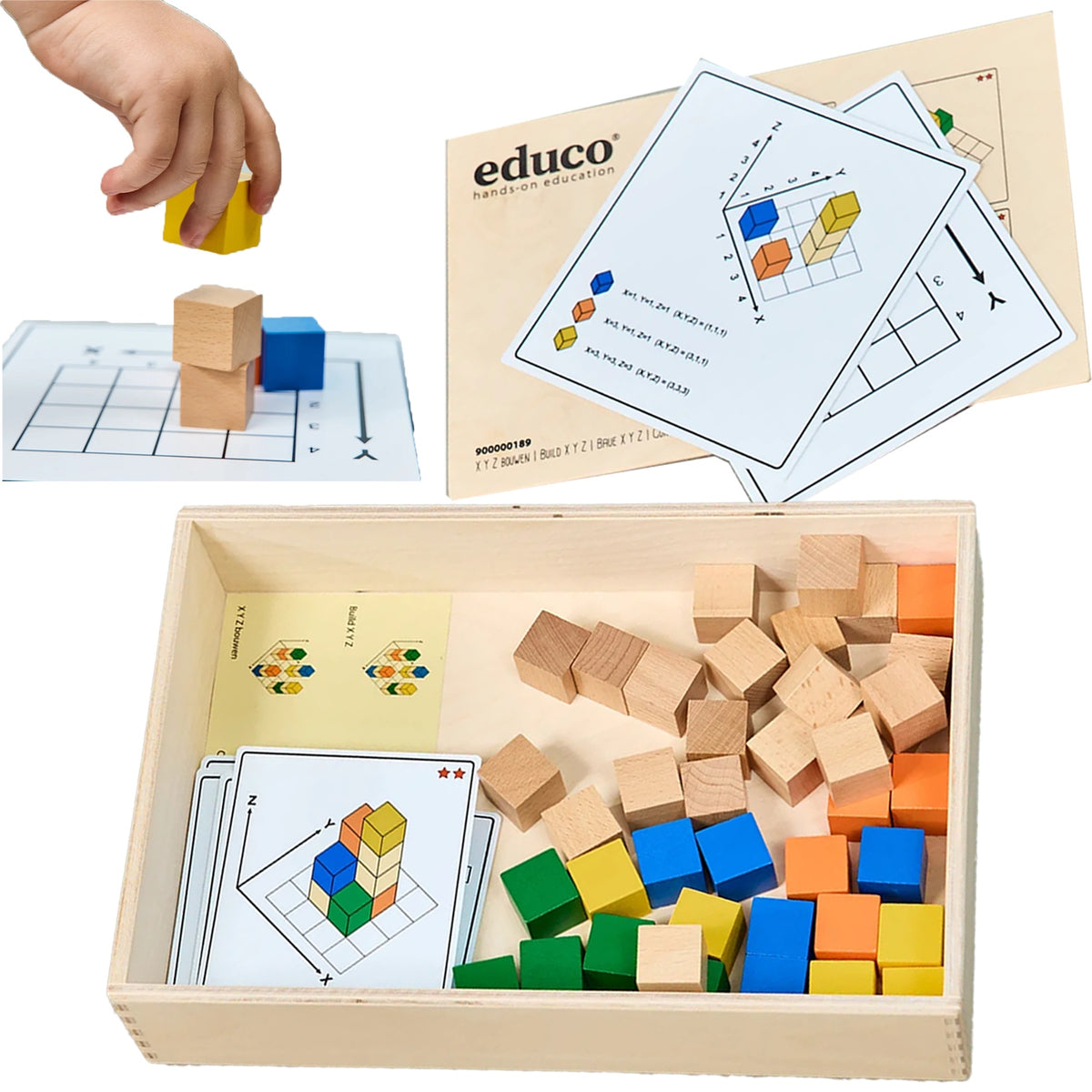 Educational Math Game for Kids +4 Wooden Blocks XYZ Montessori